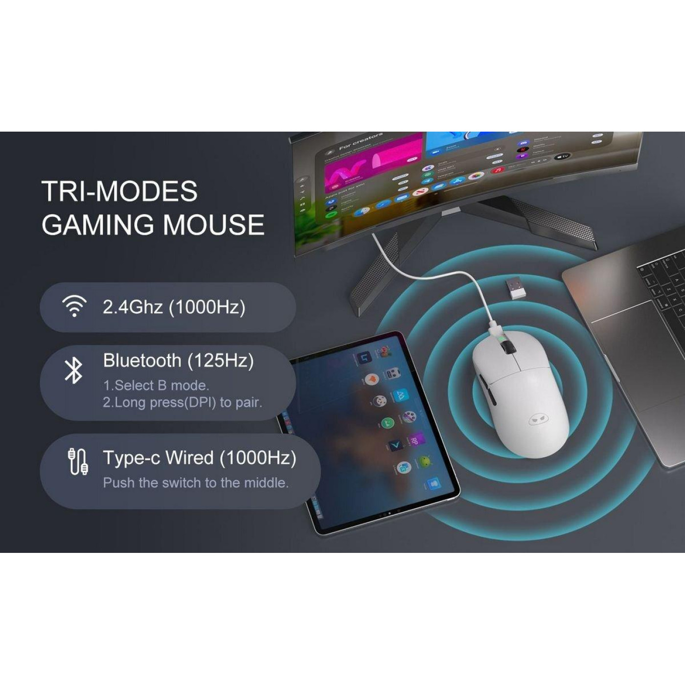 Миша MageGee Scout Wireless (6971969722583) White (G-000004400)