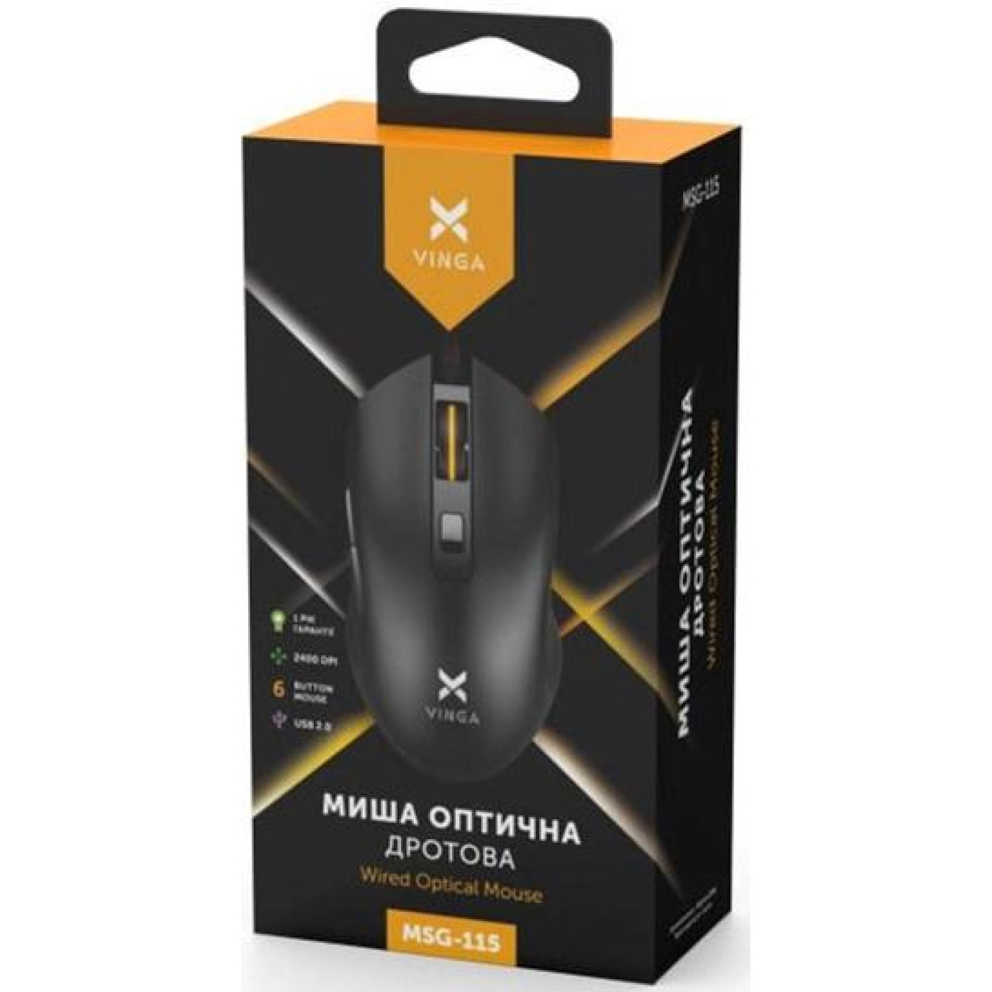 Мышь Vinga MSG-115 USB Black (MSG-115 Black)