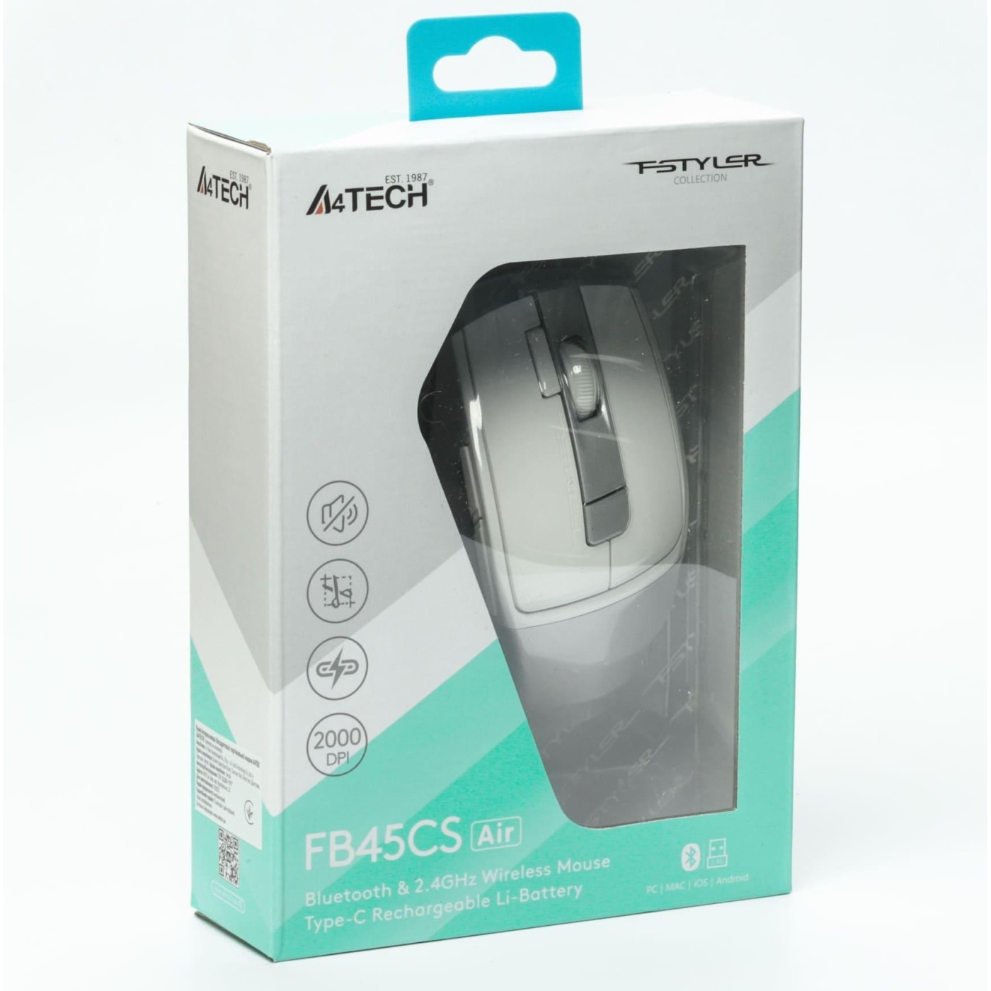 Миша A4Tech Fstyler FB45CS Air Wireless Silver White (FB45CS Air Silver White)