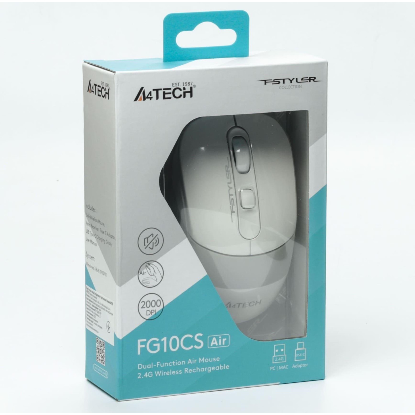 Беспроводная мышь A4Tech Fstyler FG10CS Air Wireless Grayish White (FG10CS Air (Grayish White))