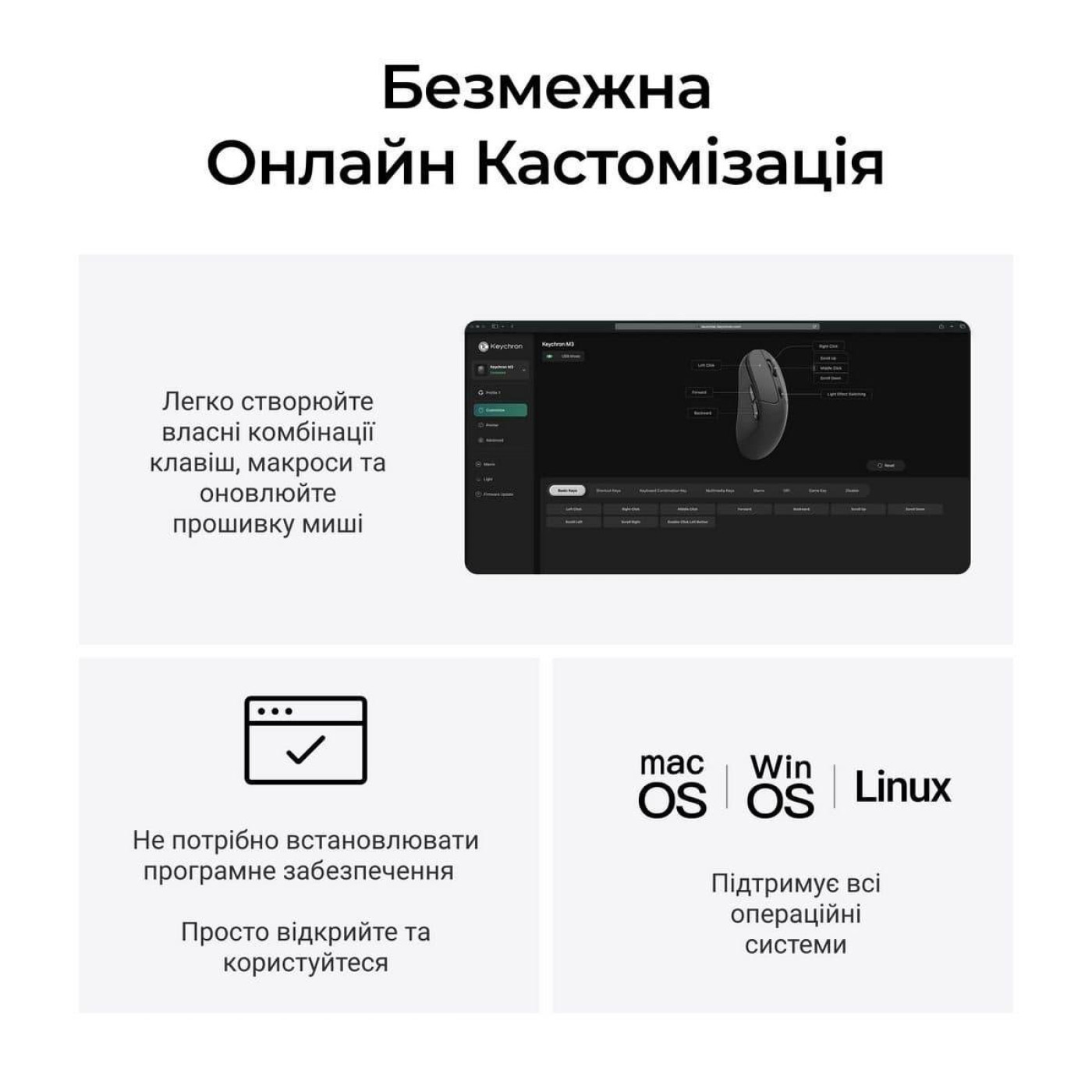 Мышь Keychron M3 Wireless Black (M3-A23)