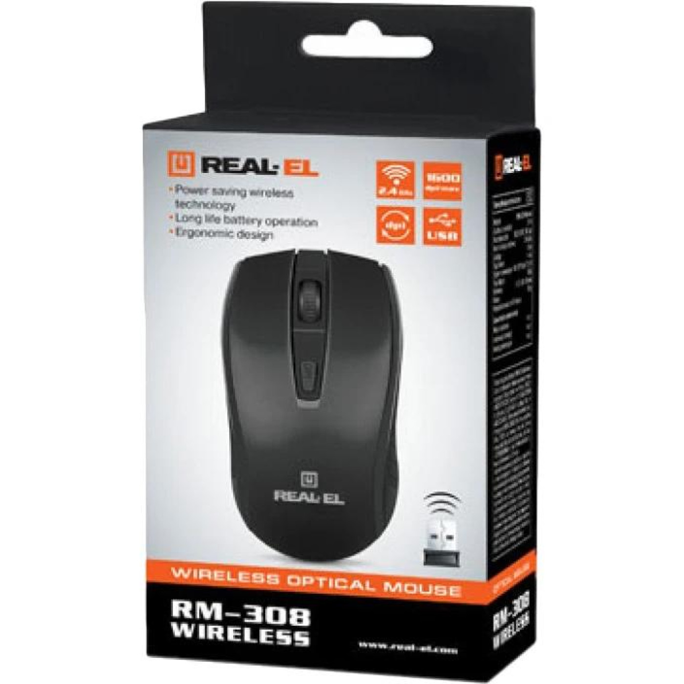 Беспроводная мышь Real-EL RM-308 Black (EL123200033)