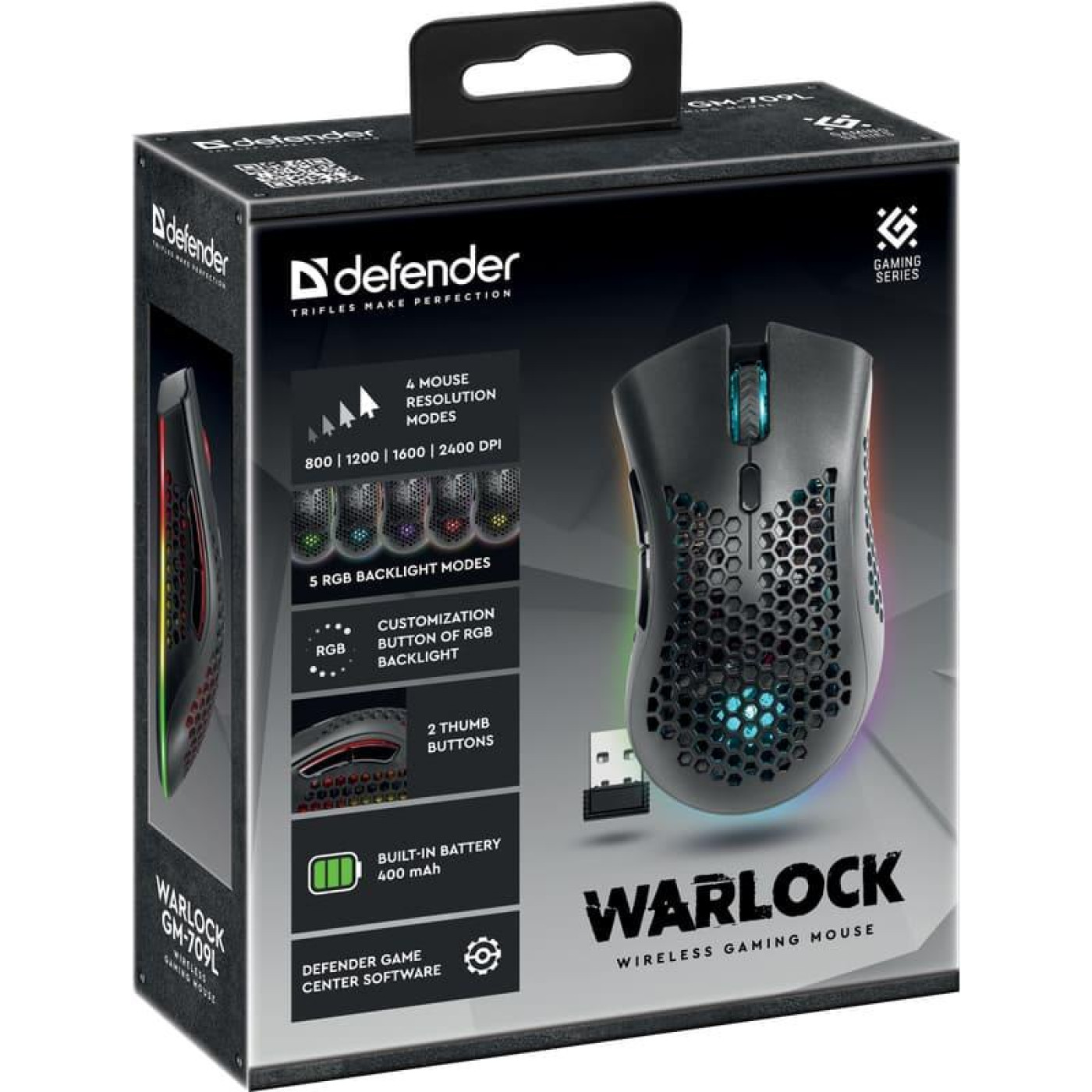 Беспроводная мышь Defender Warlock GM-709L RGB Wireless Black (52709)