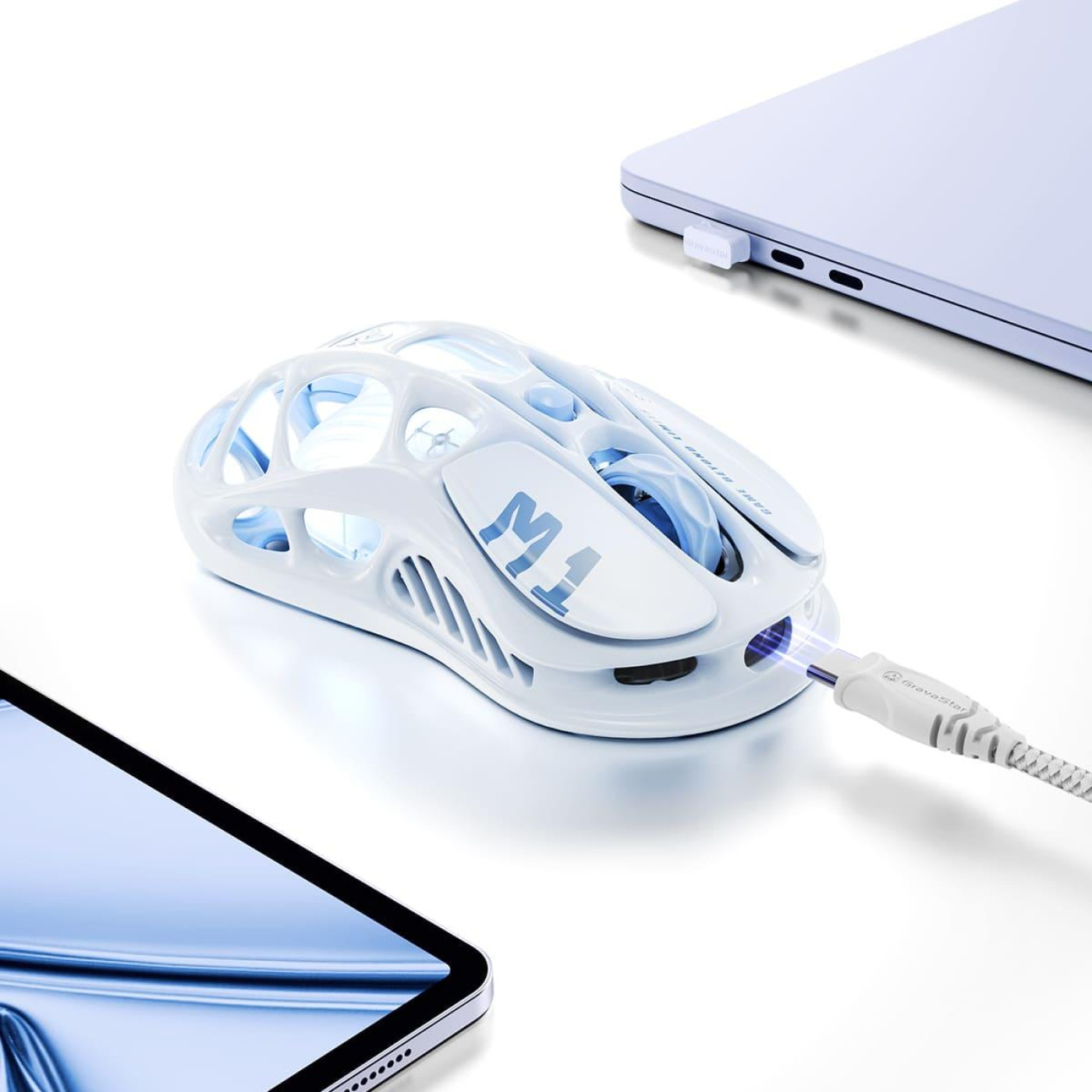 Мышь GravaStar Mercury M1 Pro Magnesium Alloy Body BT/WL/USB-A RGB Ice Blue (GRAVASTARM1PRO_BLU)