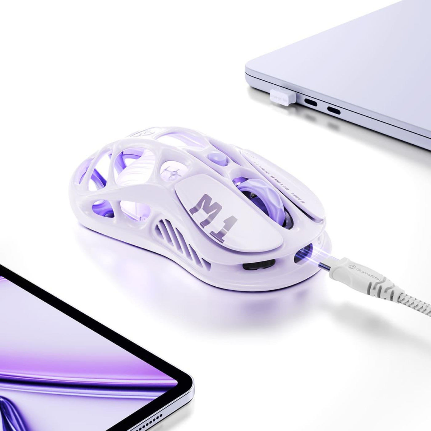 Миша GravaStar Mercury M1 Pro Magnesium Alloy Body BT/WL/USB-A RGB Lavender Purple (GRAVASTARM1PRO_PL)