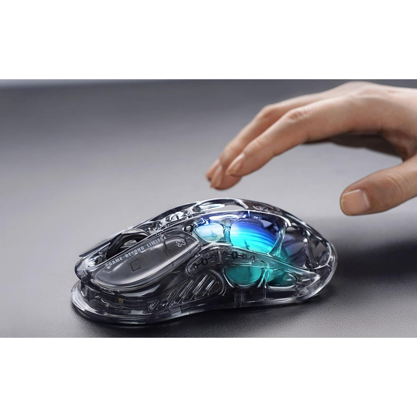 Мышь GravaStar Mercury M2, BT/WL/USB-A, RGB, чорно-прозорий (GRAVASTARM2_XTAL_BLK)