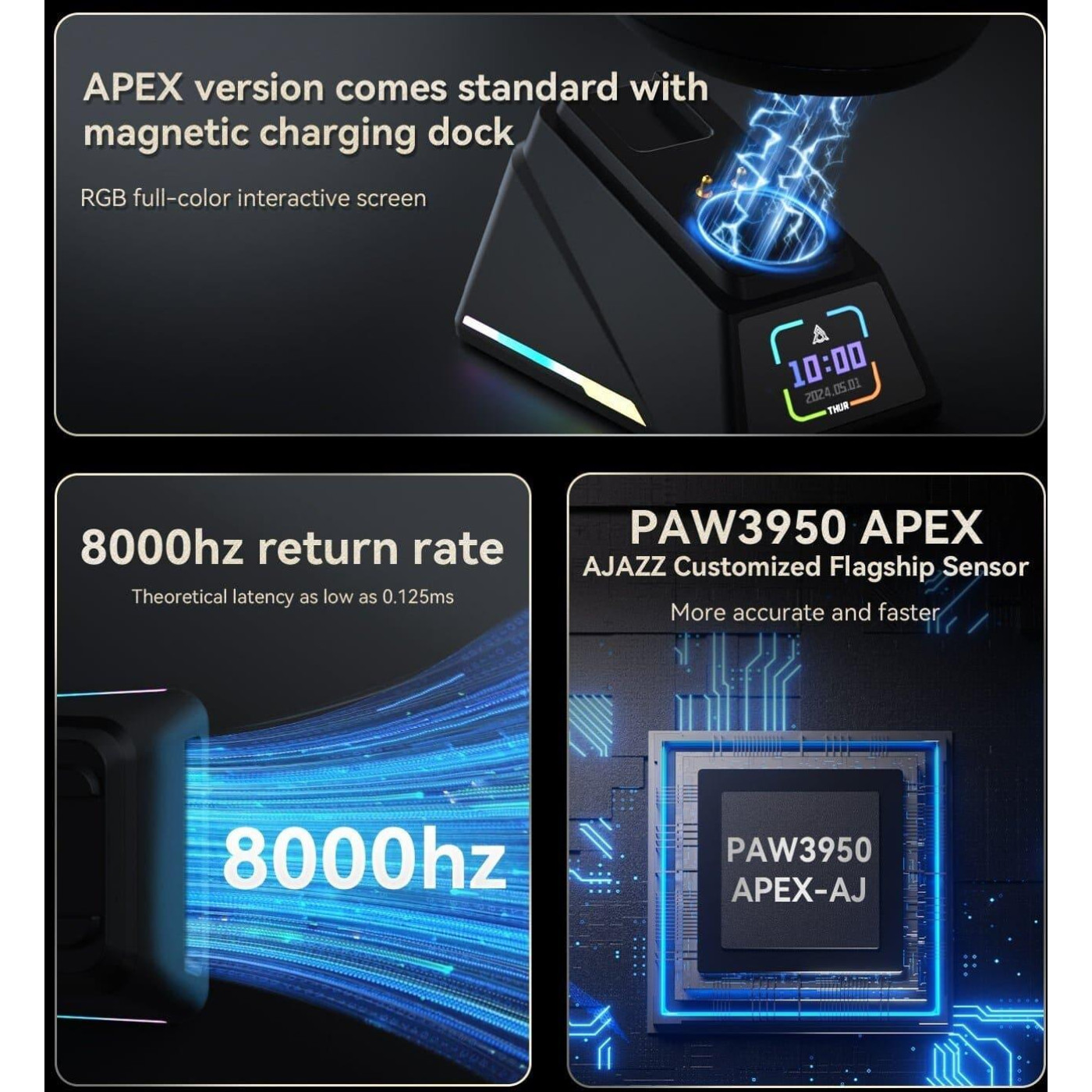 Мышь Ajazz AJ179 APEX White 8K Charging Dock (AJM179-A-W)