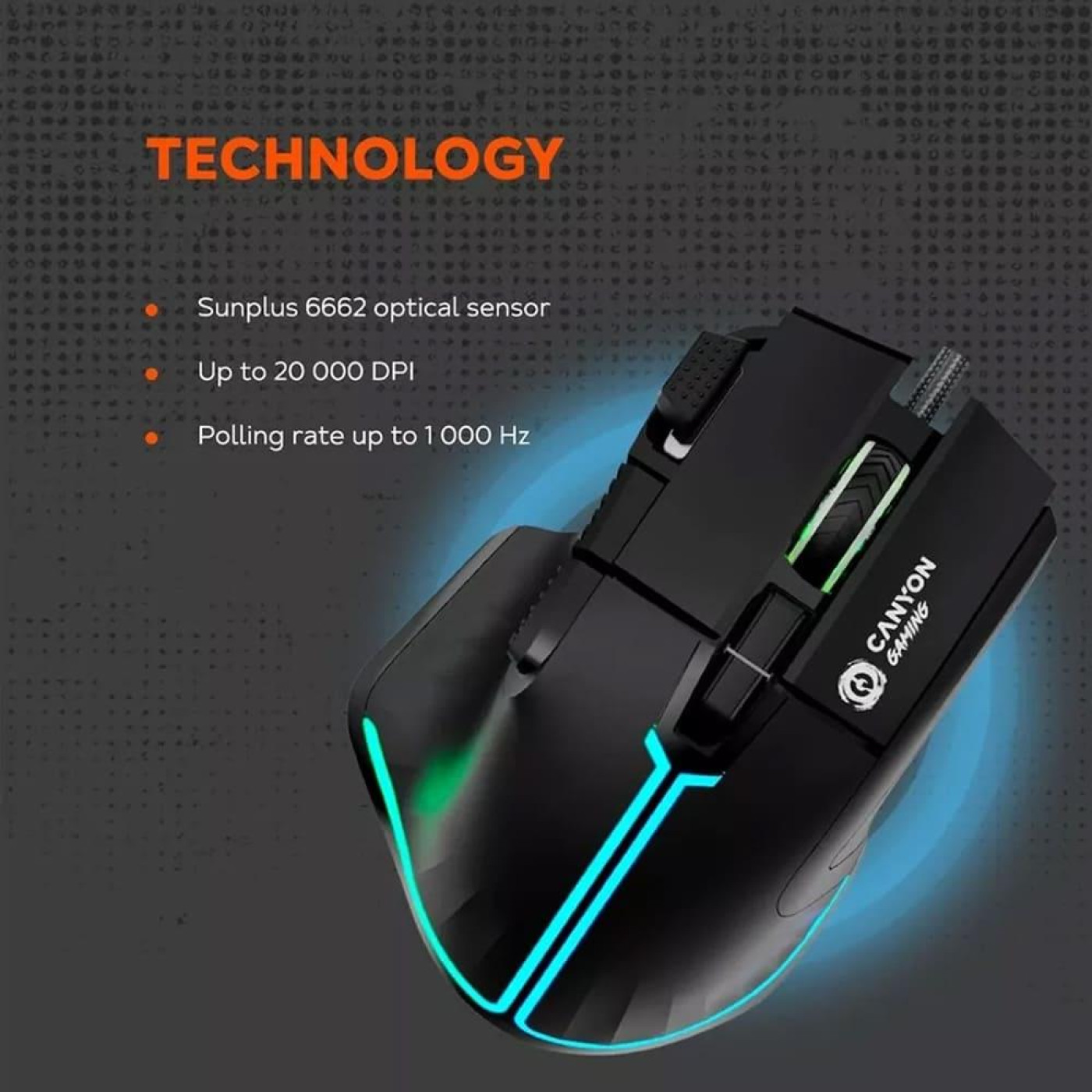 Мышь Canyon mouse Fortnax GM-636 RGB 9buttons Wired Black (CND-SGM636B)