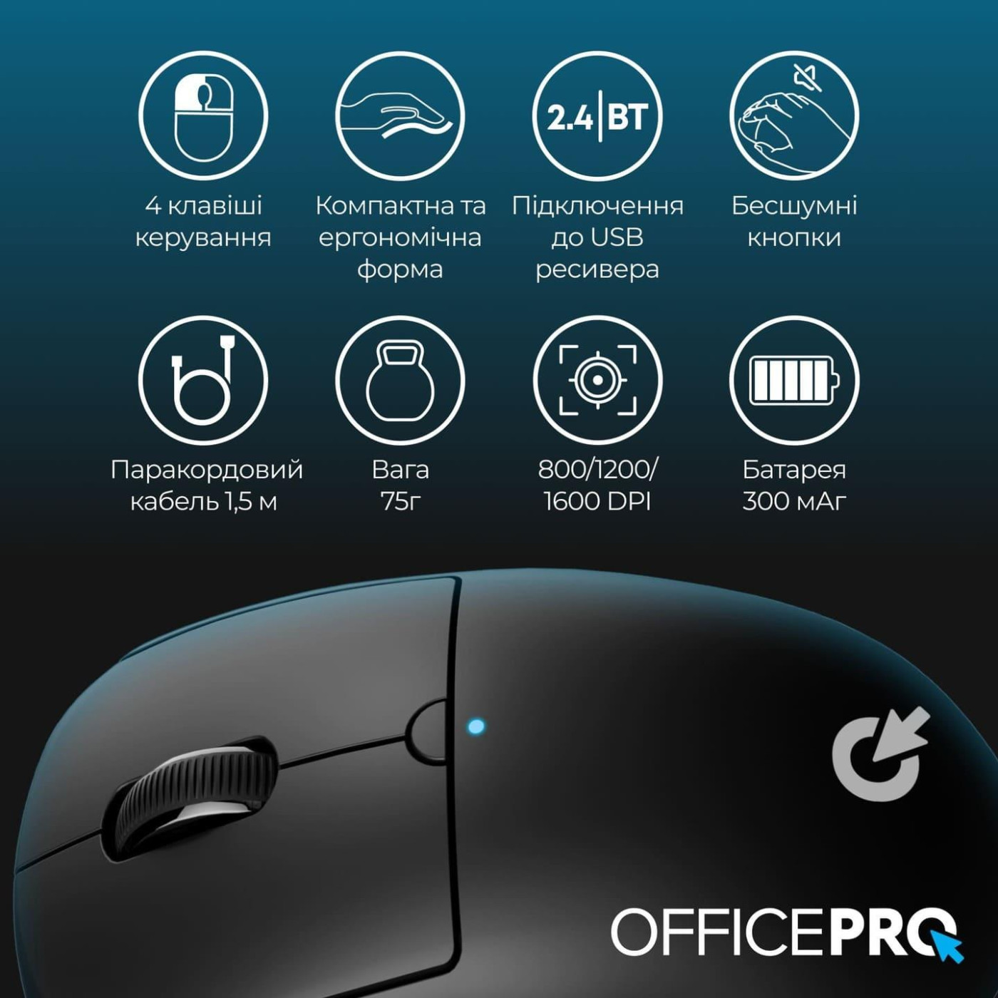 Мышь OfficePro M307B Wireless (M307B)