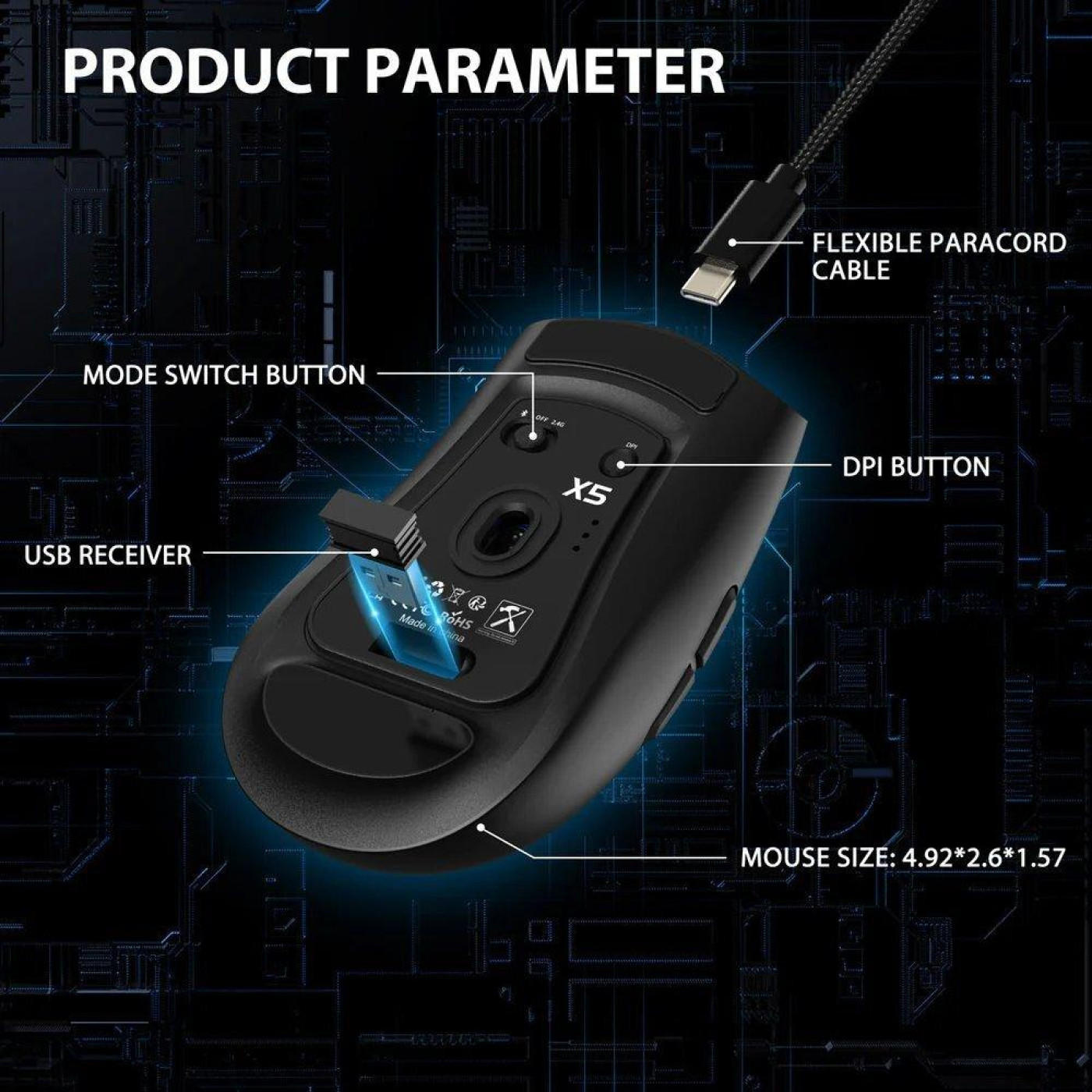Миша Attack Shark X5 Wireless (AS-6922456700225-B) Black (G-000003826)