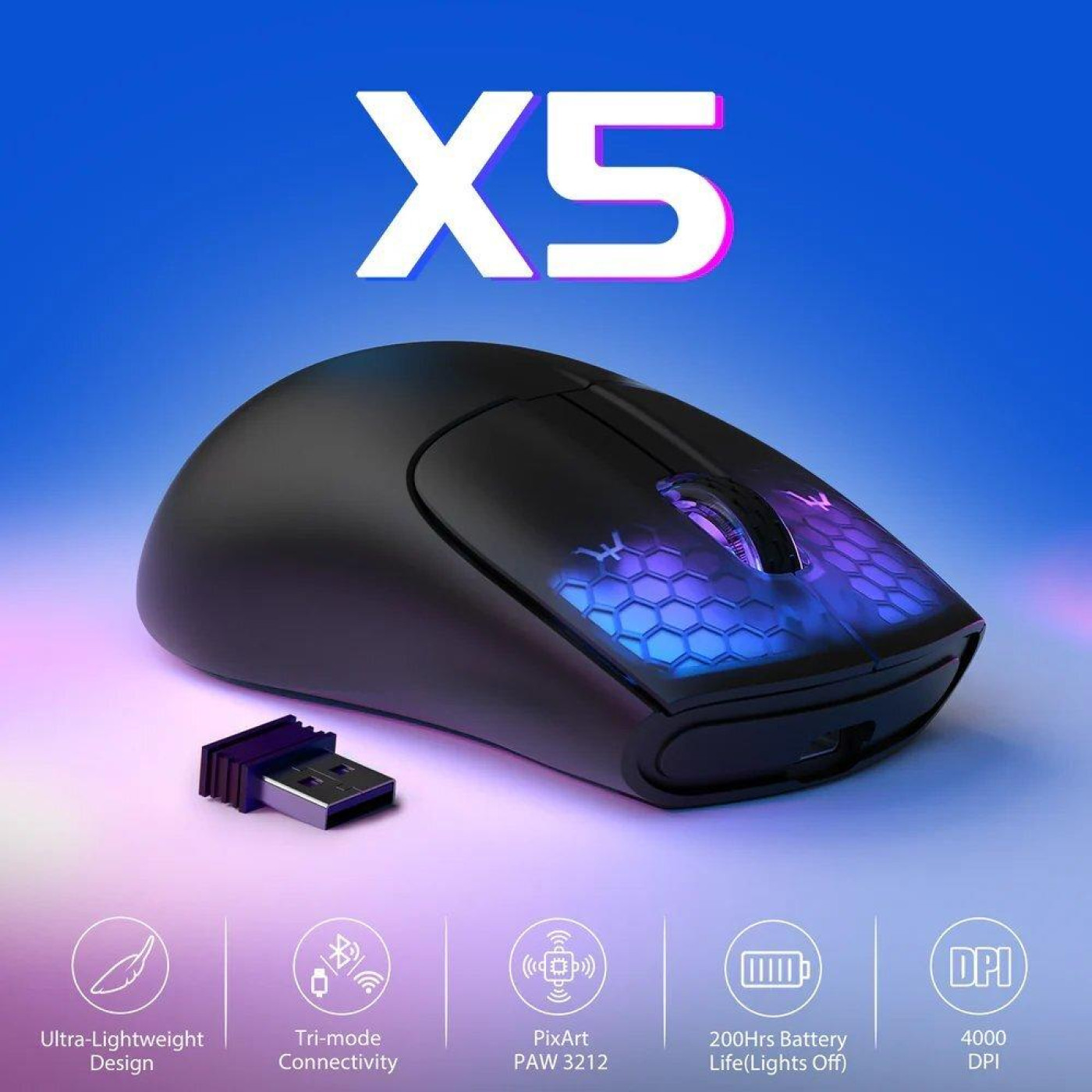 Миша Attack Shark X5 Wireless (AS-6922456700225-B) Black (G-000003826)