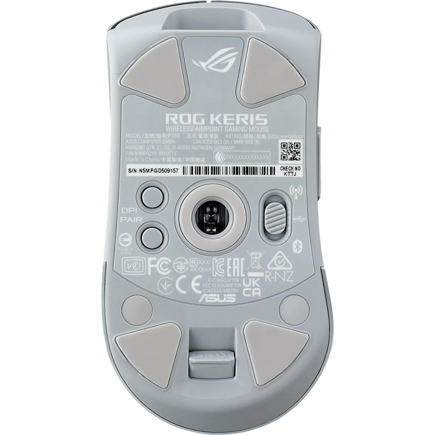 Бездротова миша ASUS ROG Keris AimPoint RGB USB/WL/BT White (90MP02V0-BMUA10)