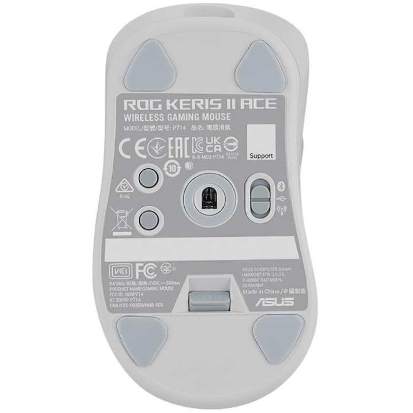 Бездротова миша ASUS ROG Keris II Ace RGB USB-A/WL/BT White (90MP03N0-BMUA10)