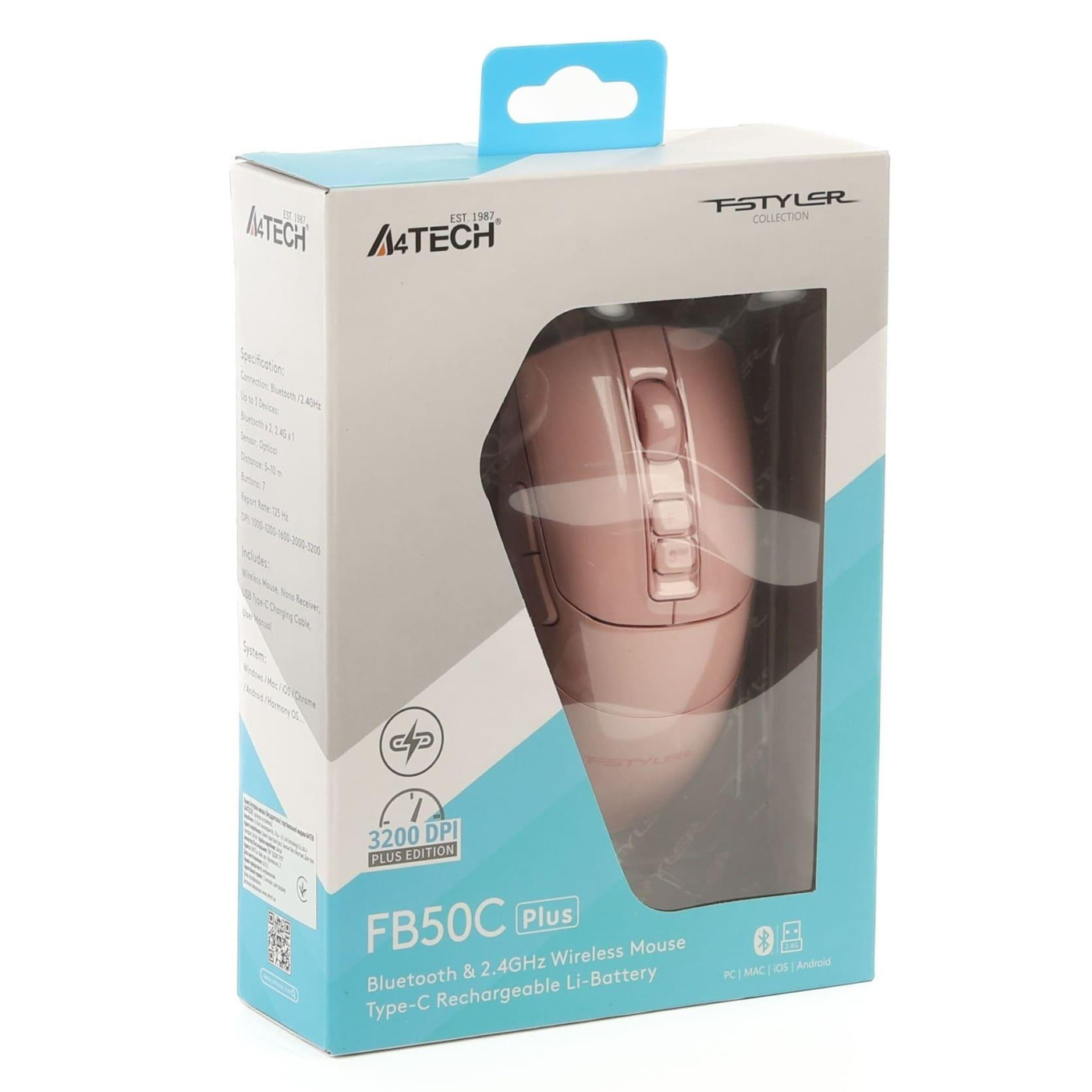 Миша A4Tech Fstyler FB50C Plus (Pink) (FB50C Plus (Pink))