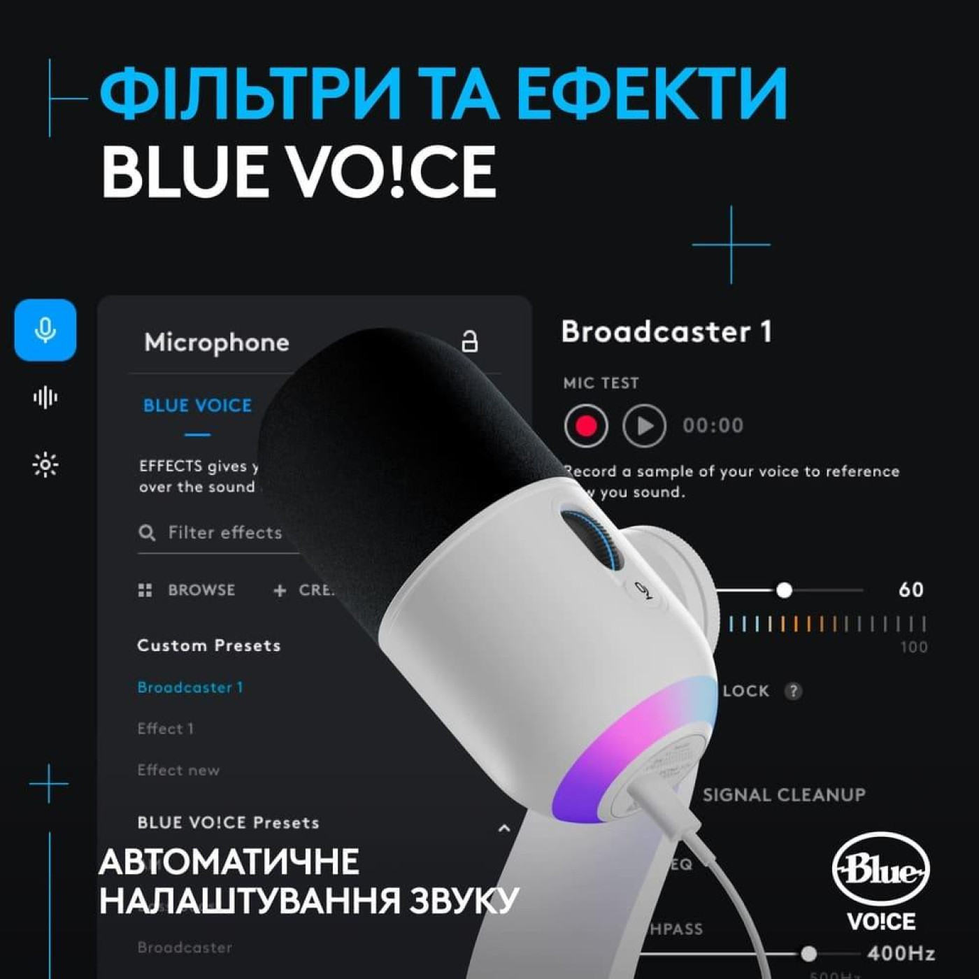 Мікрофон Logitech Yeti GX Dynamic RGB Off-White (988-000576)