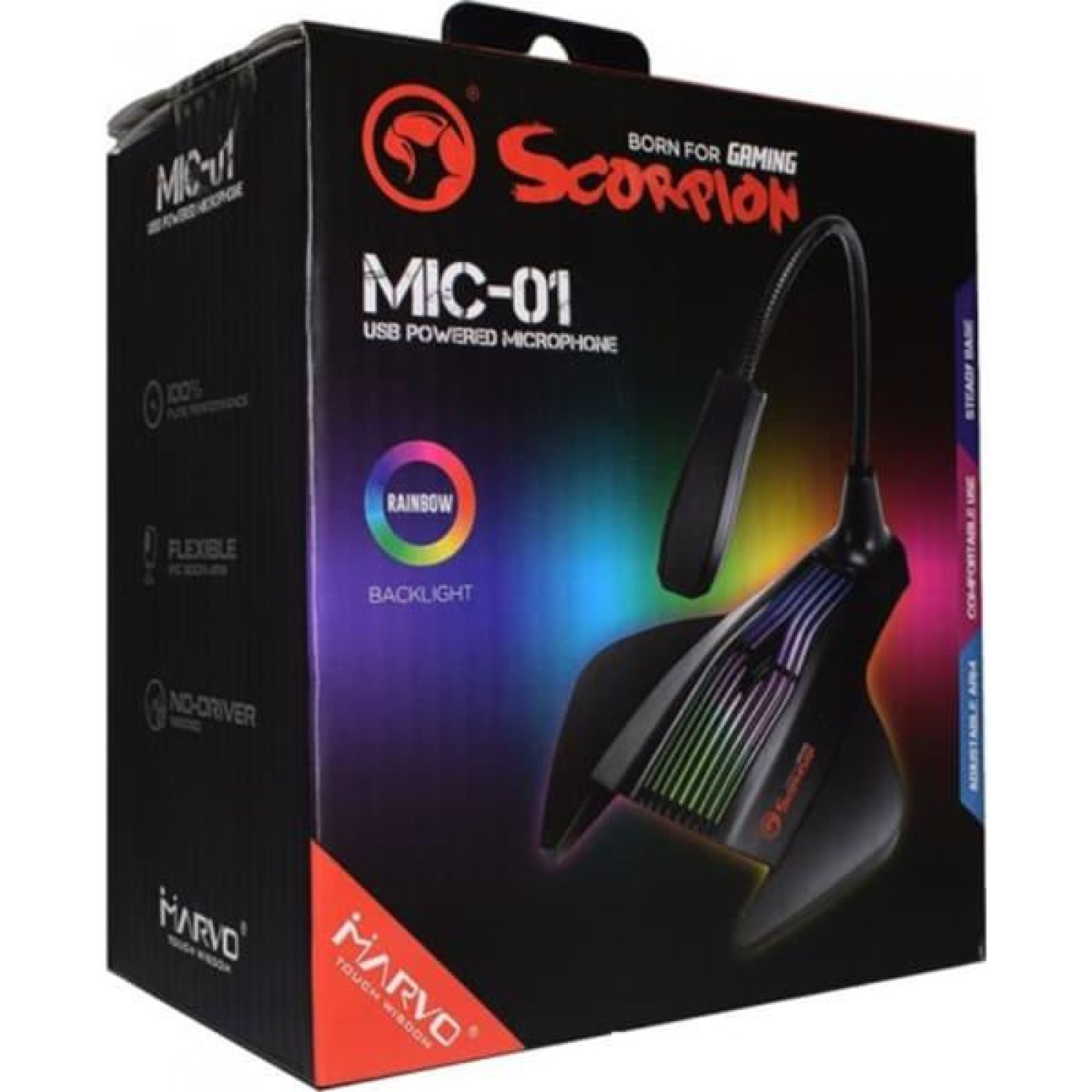 Микрофон Marvo MIC-01 Multi-LED USB Black (MIC-01)