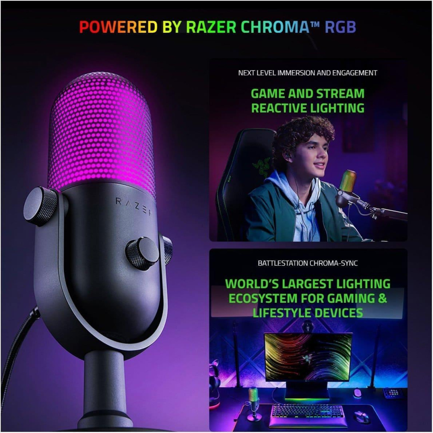 Мікрофон Razer Seiren V3 Chroma White (RZ19-05060200-R3M1)