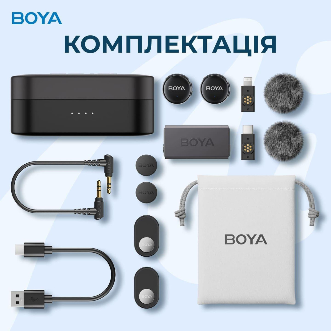 Микрофон Boya LINK 3-01 Type-C/TRS/Lightning Black (LINK 3-01)