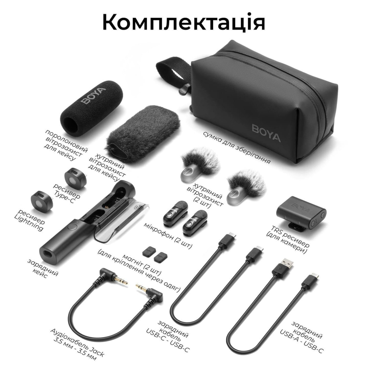 Микрофон Boya Magic-02 Type-C/Lightning Black (Magic-02)