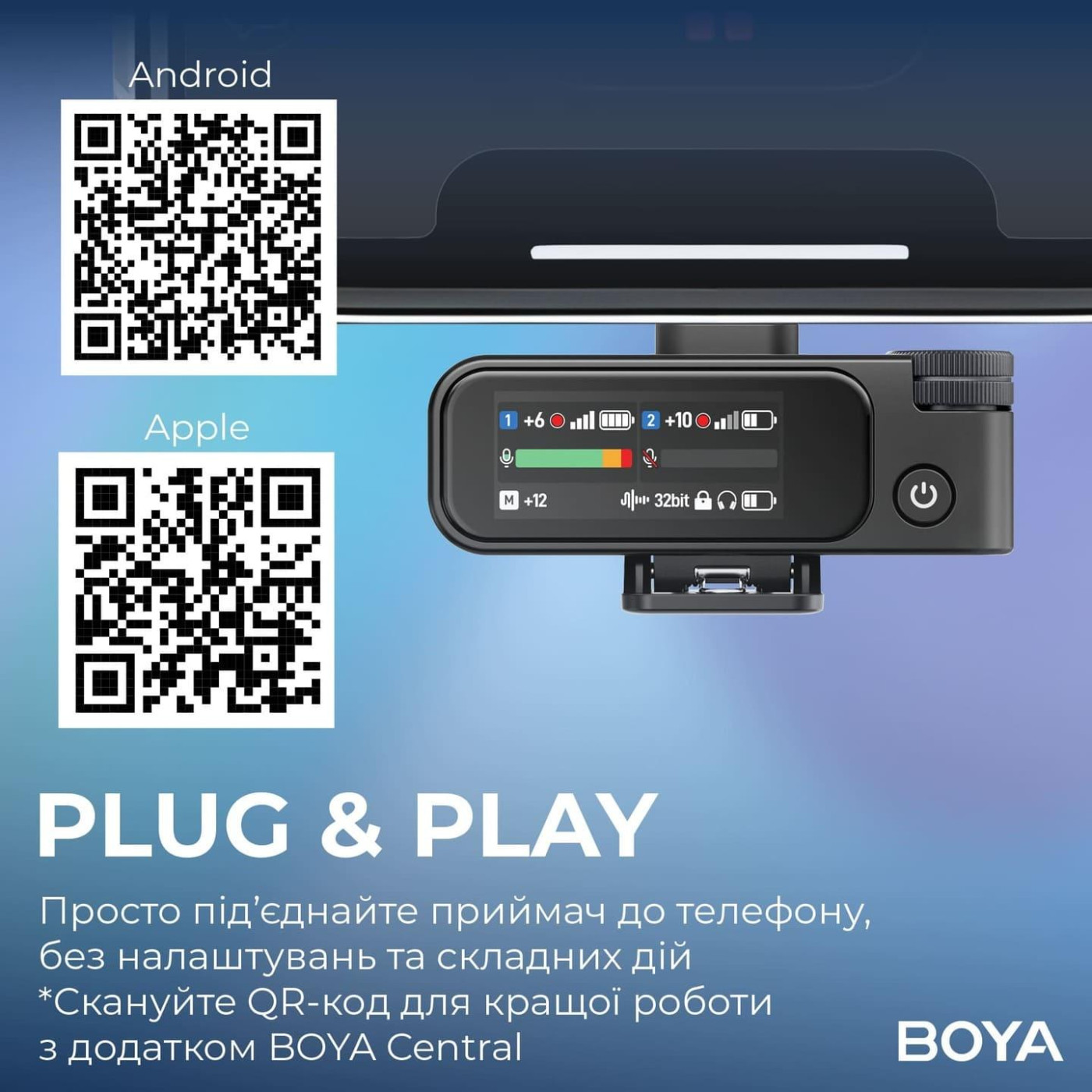 Микрофон Boya MIC 2-02 Type-C/TRS Black (MIC 2-02)