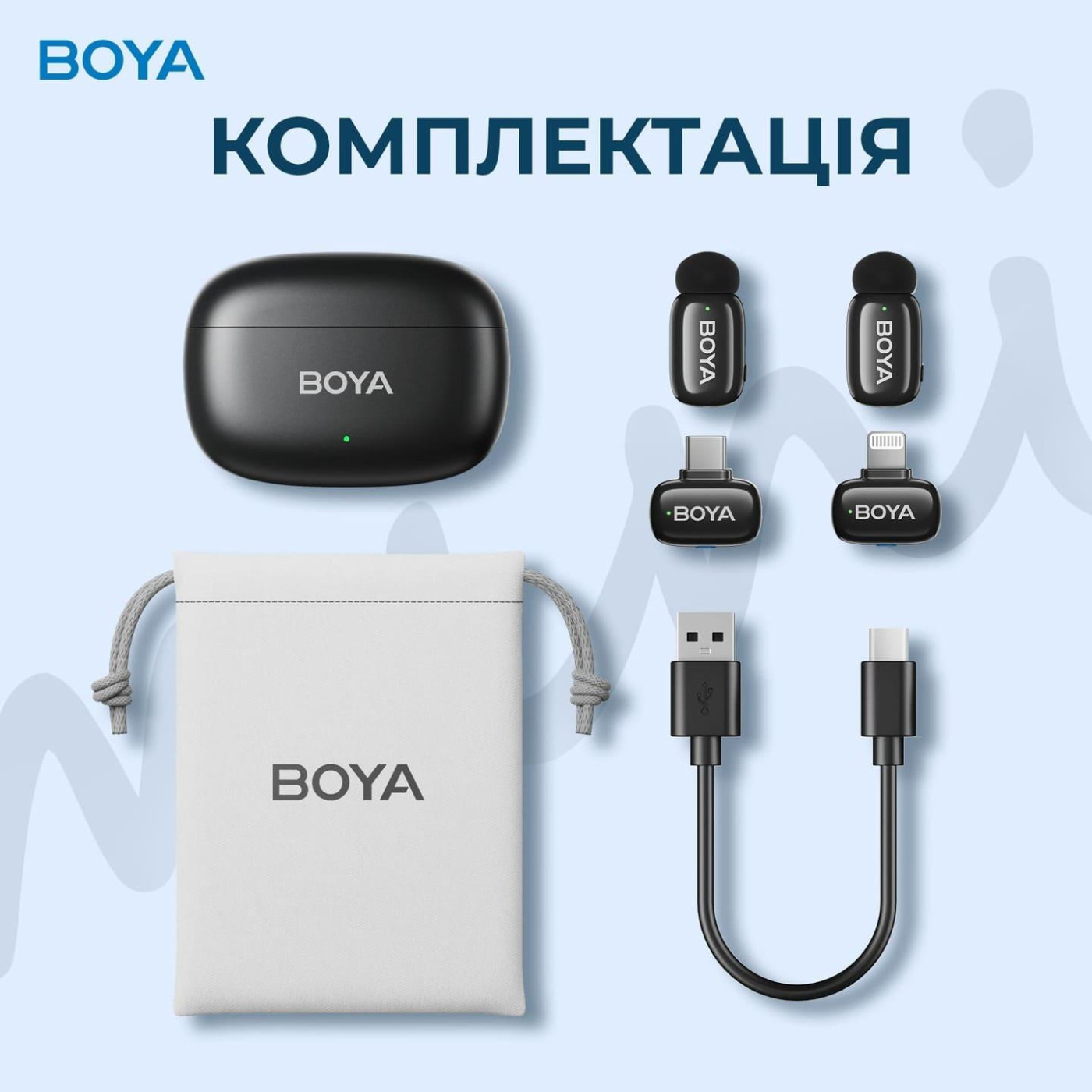 Микрофон Boya mini-12 Type-C/Lightning Black (mini-12)