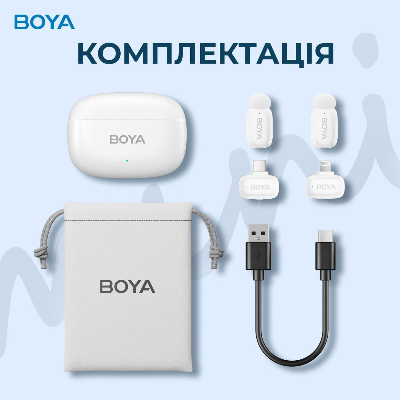 Микрофон Boya mini-13 Type-C/Lightning White (mini-13)