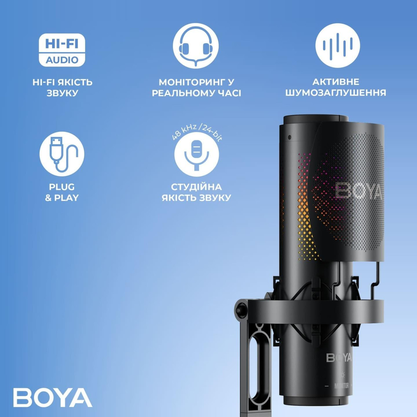 Микрофон Boya K3-02 RGB Black K3-02)