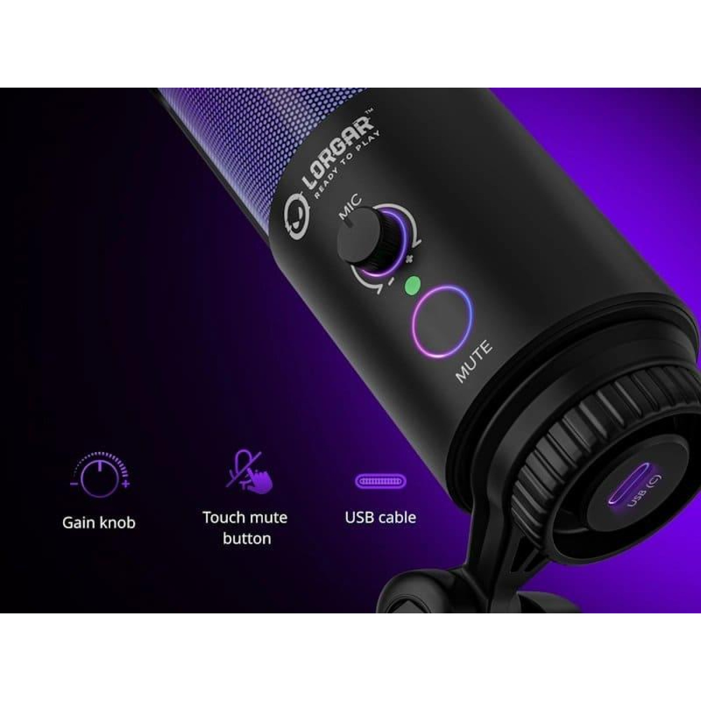 Микрофон Lorgar SMP40 RGB Black (LRG-SMP40)