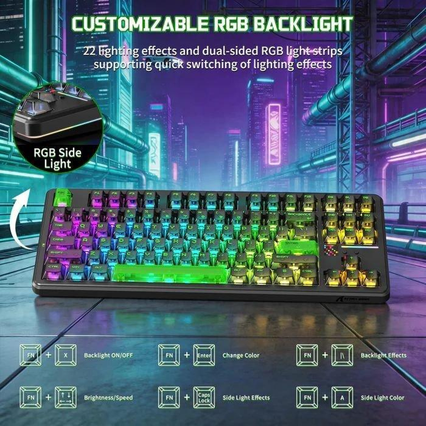 Клавіатура Attack Shark X87 Ultra RGB Meg Shark Switches Wireless (AS-6979033730229-SJ) Shadow Jade (G-000004500)