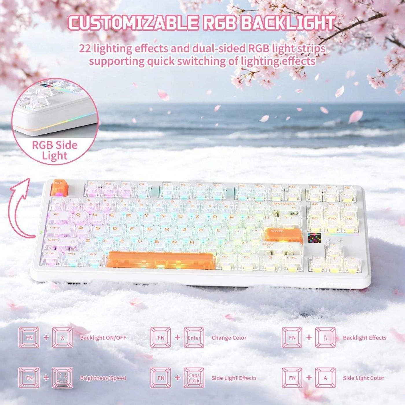 Клавіатура Attack Shark X87 Ultra RGB Meg Shark Switches Wireless (AS-6979033730236-IO) Iced Orange (G-000004501)
