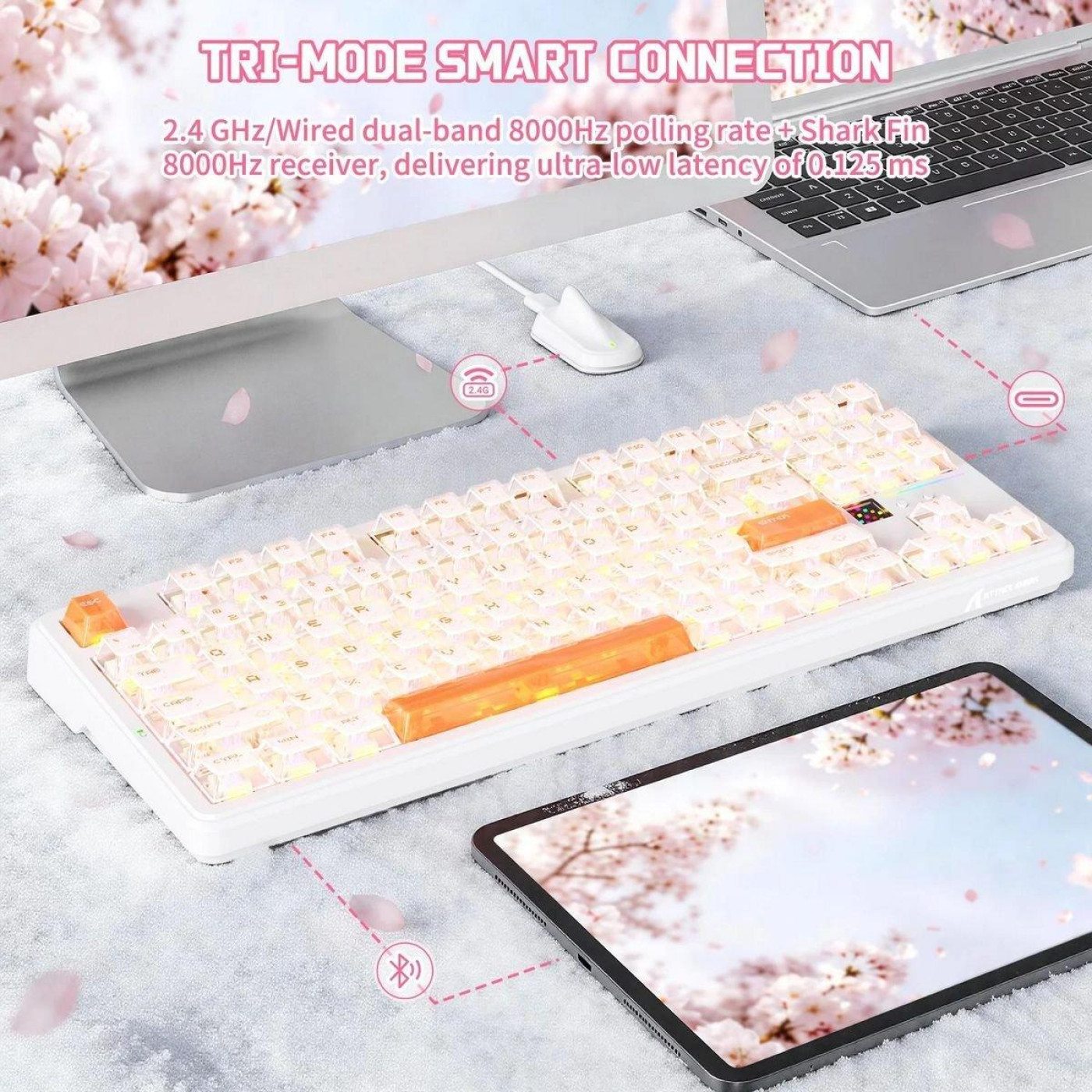 Клавіатура Attack Shark X87 Ultra RGB Meg Shark Switches Wireless (AS-6979033730236-IO) Iced Orange (G-000004501)