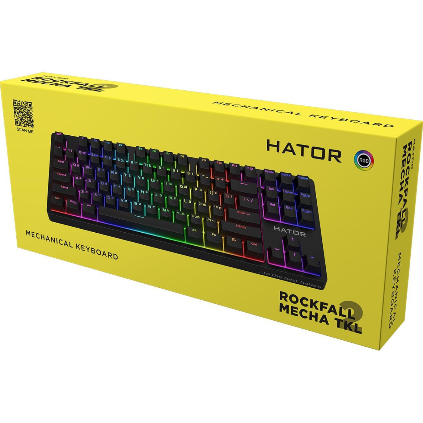 Клавіатура HATOR Rockfall 2 Mecha TKL orange RGB USB Black (HTK-520)