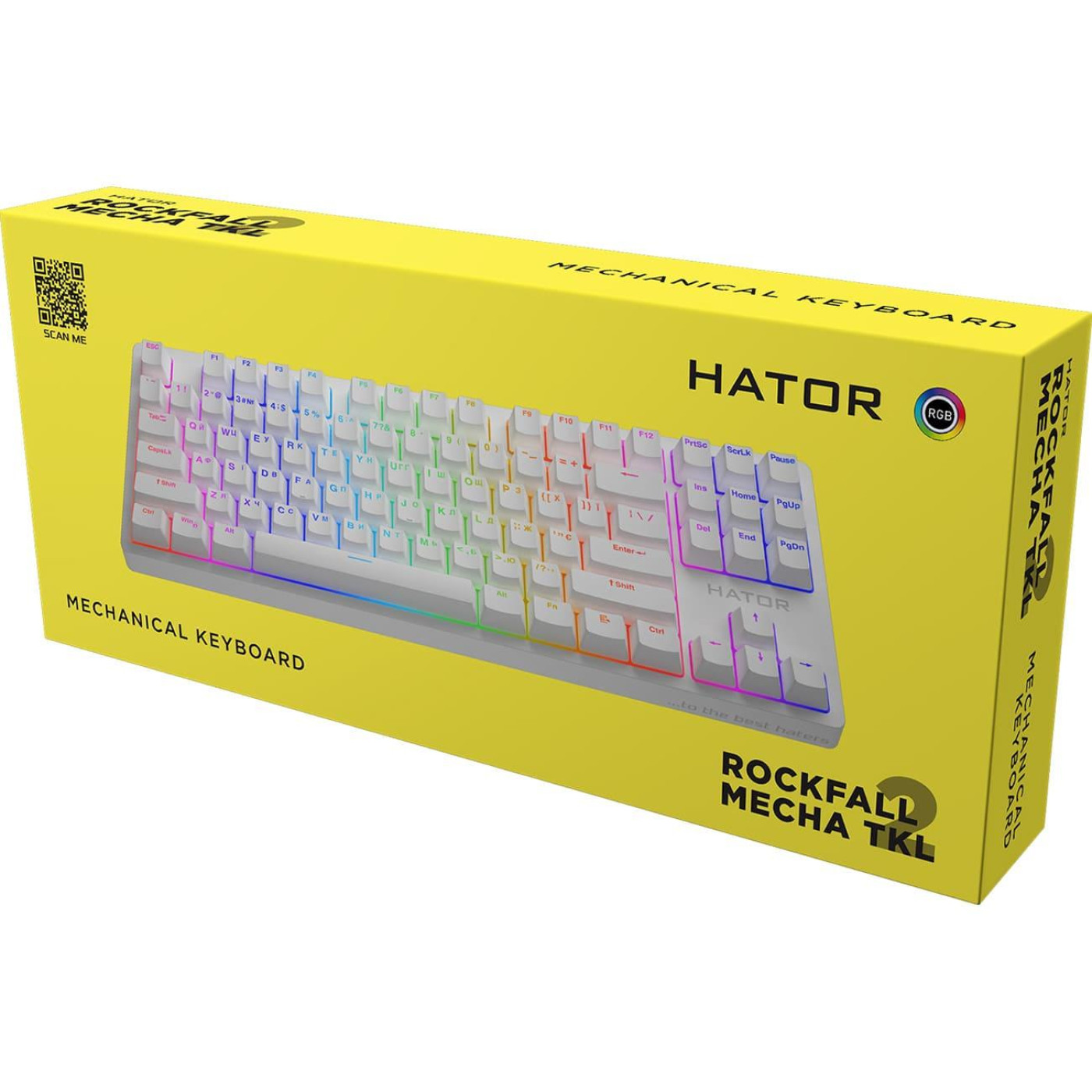 Клавіатура HATOR Rockfall 2 Mecha TKL orange RGB USB White (HTK-521)