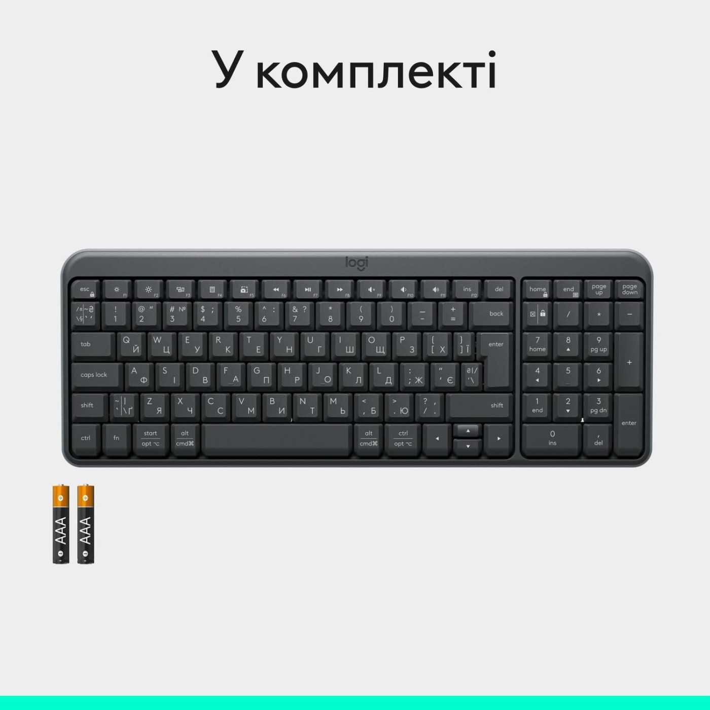Клавіатура Logitech K250 Wireless UKR Graphite (L920-013822) U1