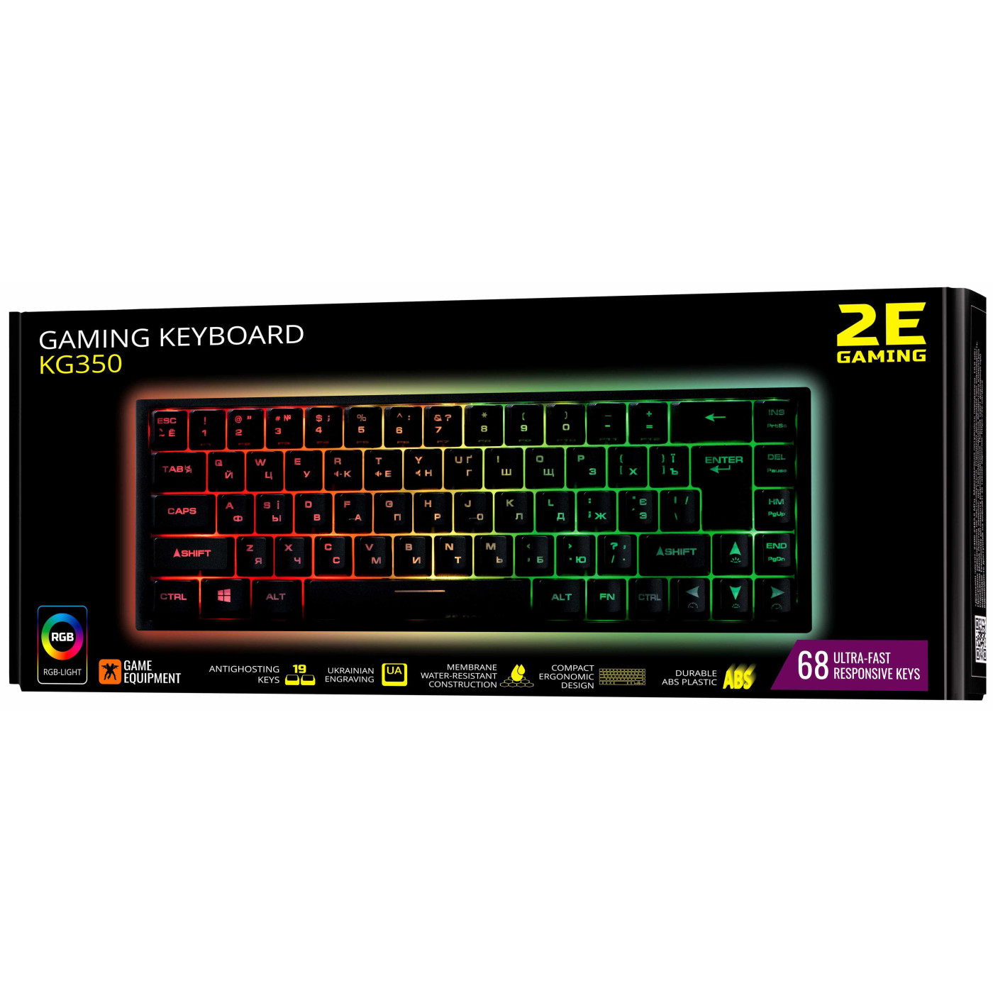 Клавіатура 2E Gaming KG350 RGB USB Black (2E-KG350UBK)