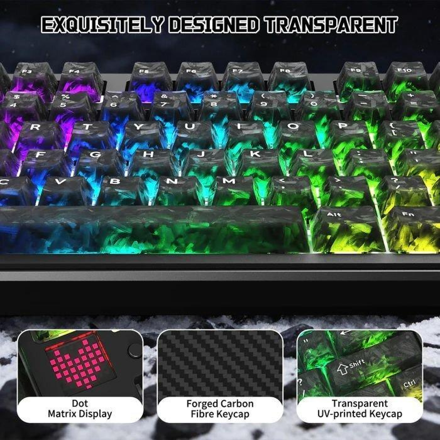Клавіатура Attack Shark X87 Ultra RGB Meg Shark Switches Wireless (AS-6979033730243-FC) Forged Carbon (G-000004502)