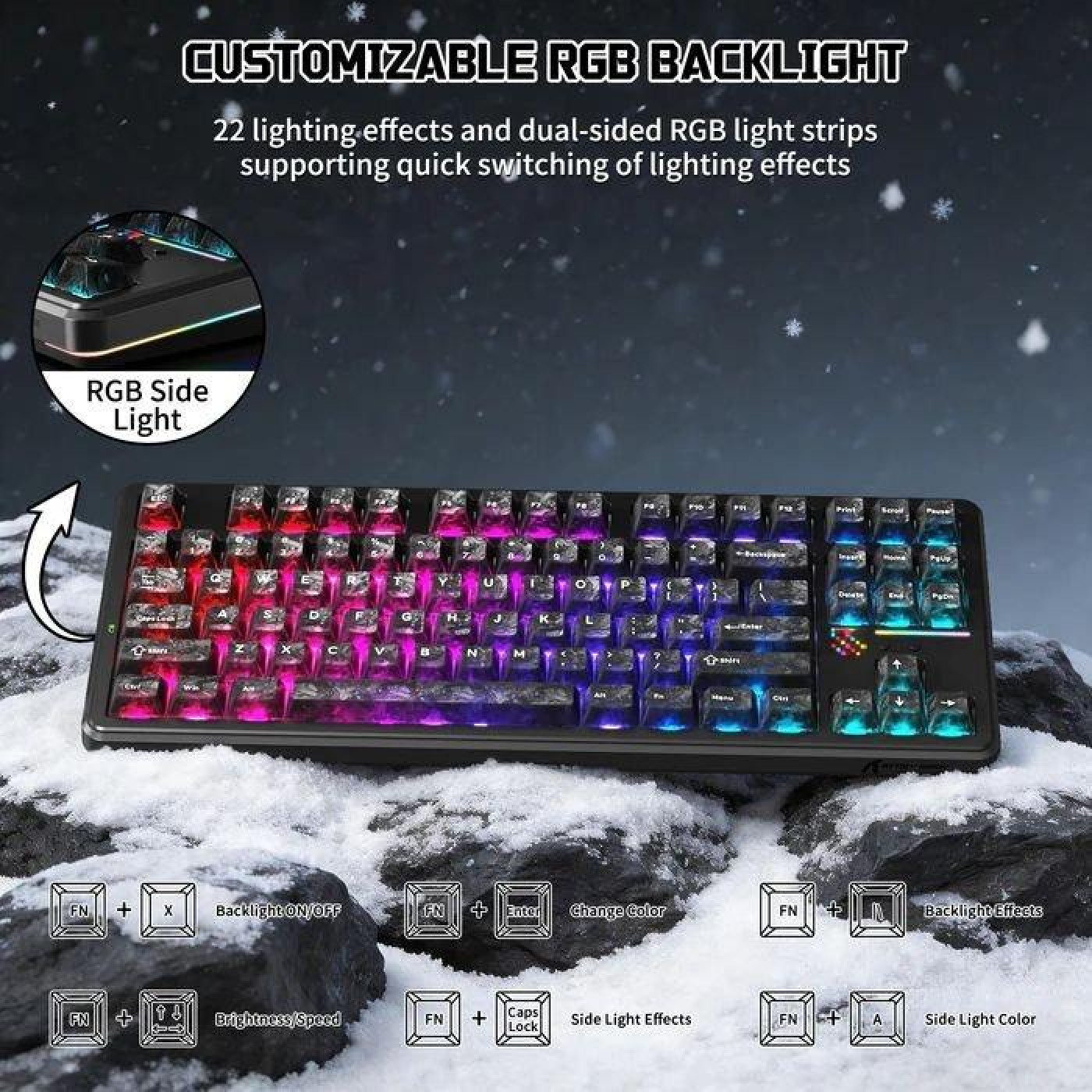 Клавіатура Attack Shark X87 Ultra RGB Meg Shark Switches Wireless (AS-6979033730243-FC) Forged Carbon (G-000004502)