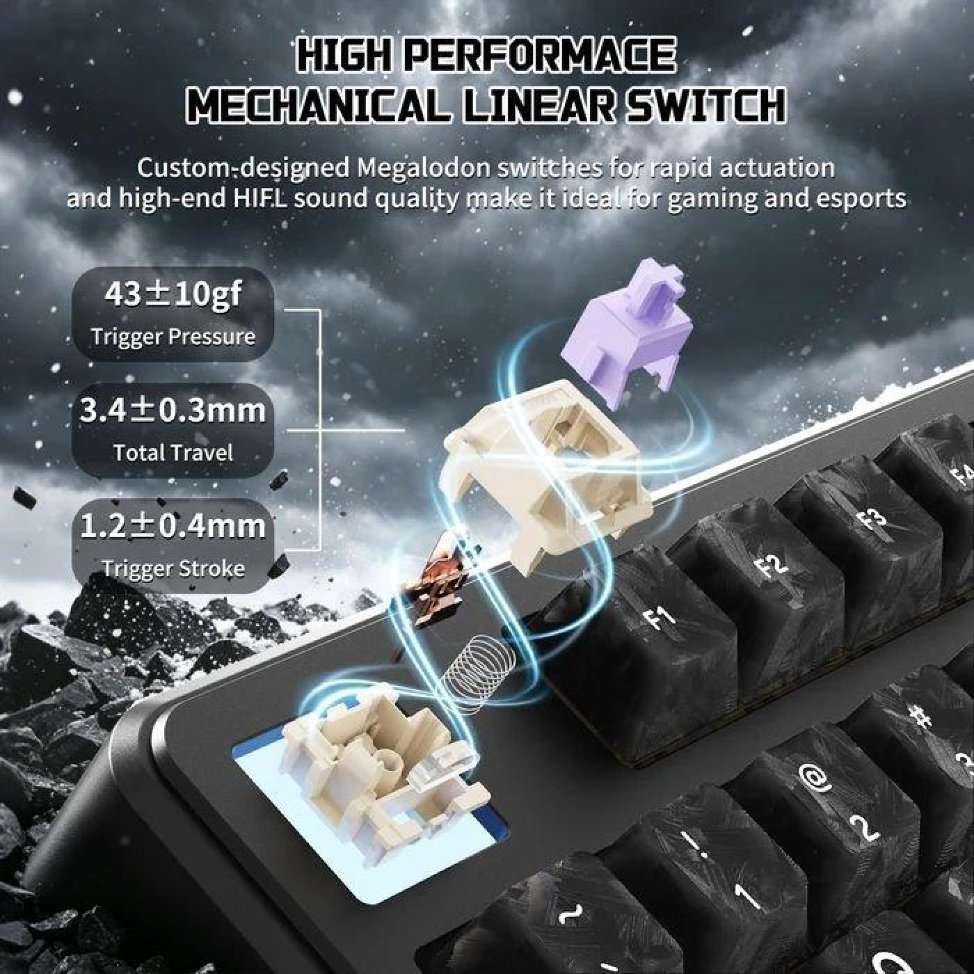 Клавіатура Attack Shark X87 Ultra RGB Meg Shark Switches Wireless (AS-6979033730243-FC) Forged Carbon (G-000004502)