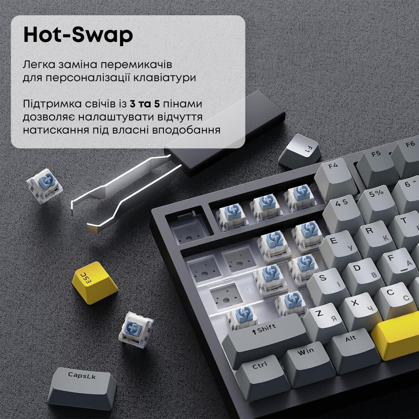 Клавиатура Ajazz AK820 Sea Salt Switch Black (AK820-SS-BGY)