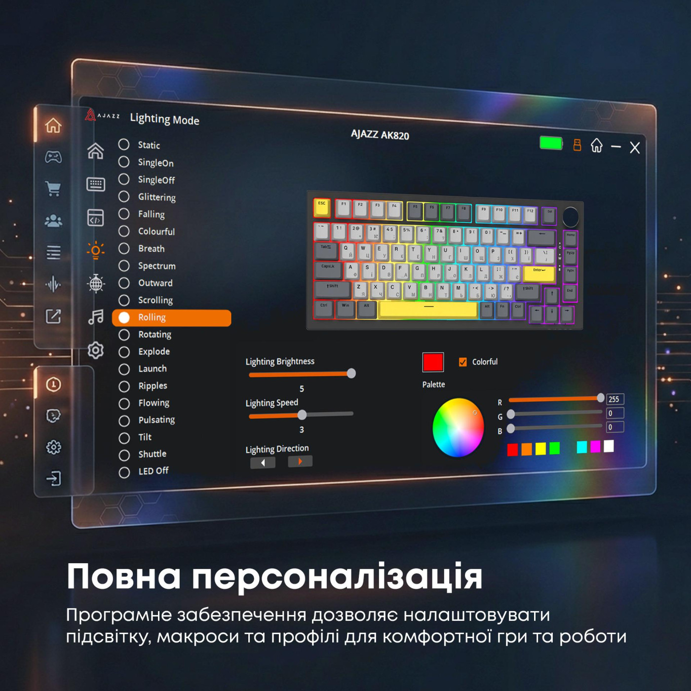 Клавиатура Ajazz AK820 Sea Salt Switch Black (AK820-SS-BGY)