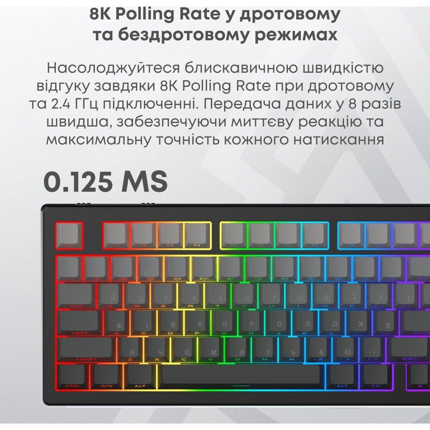 Клавіатура Ajazz AK820 V2 White Peach Switch (AK820-V2-WP-PWB)
