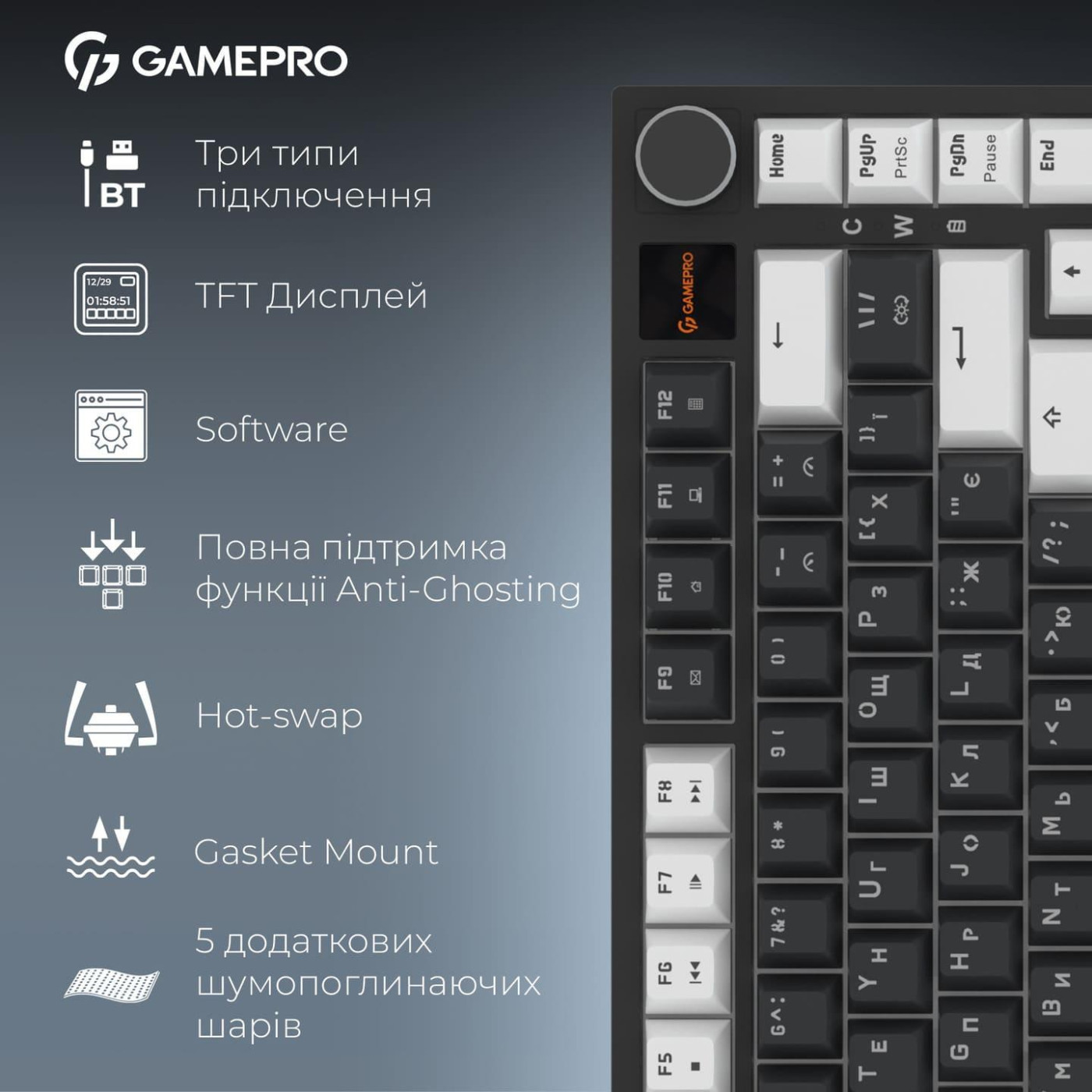 Клавиатура GamePro Asgard Valhalla Pro 75% Rainy switches (MK160B-D-Pro)