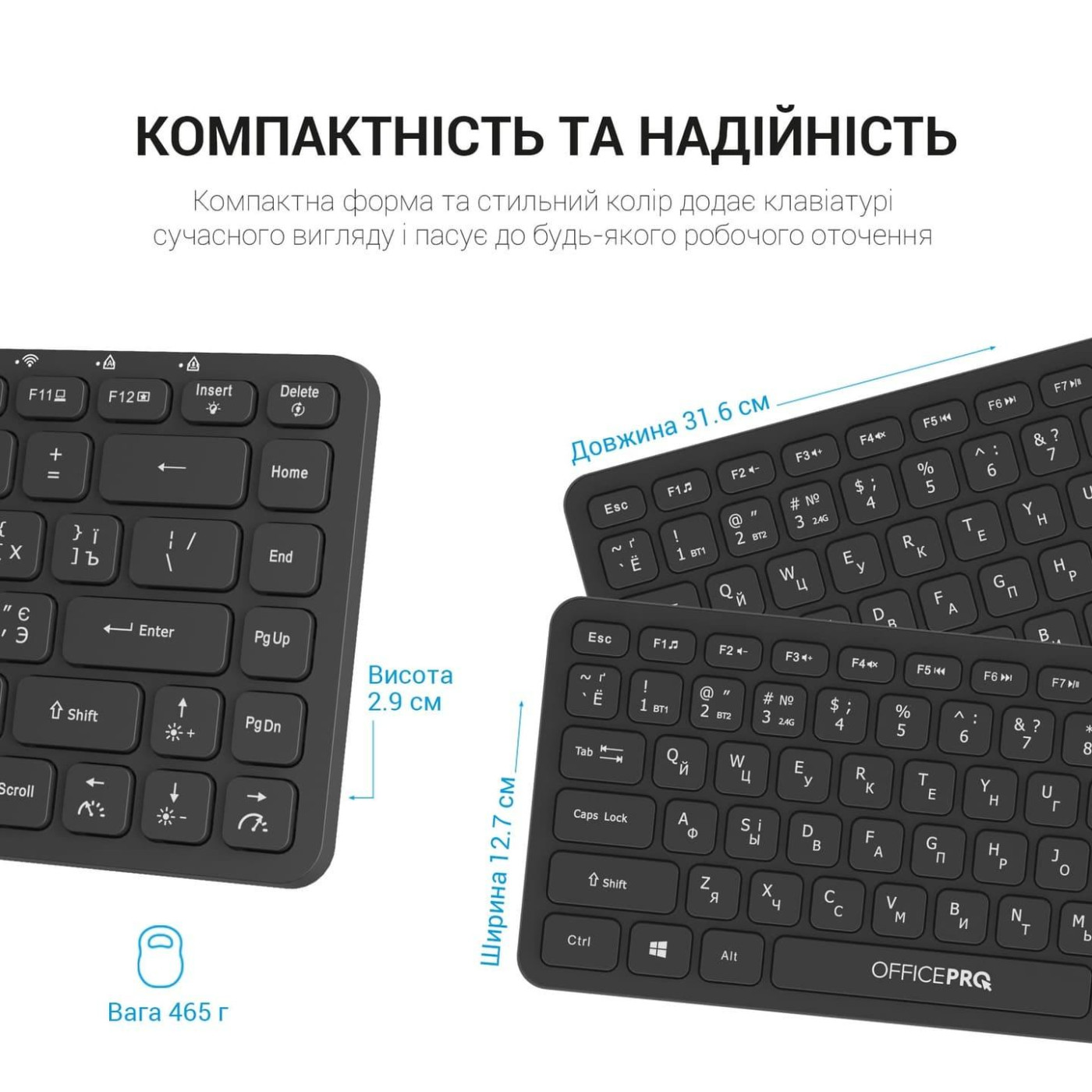Клавиатура OfficePro SK790B Wireless Black (SK790B)