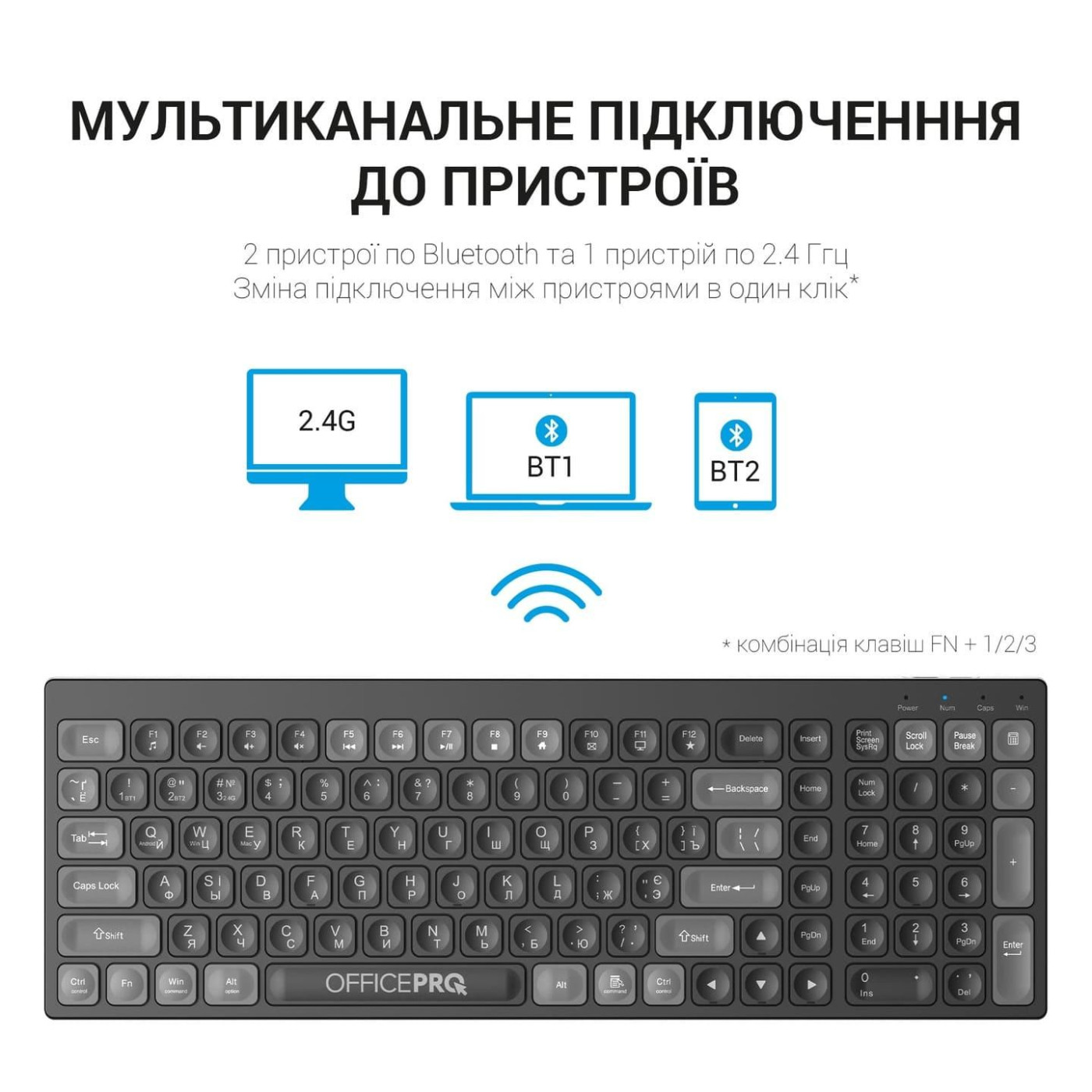 Клавіатура OfficePro SK985B Wireless Black (SK985B)