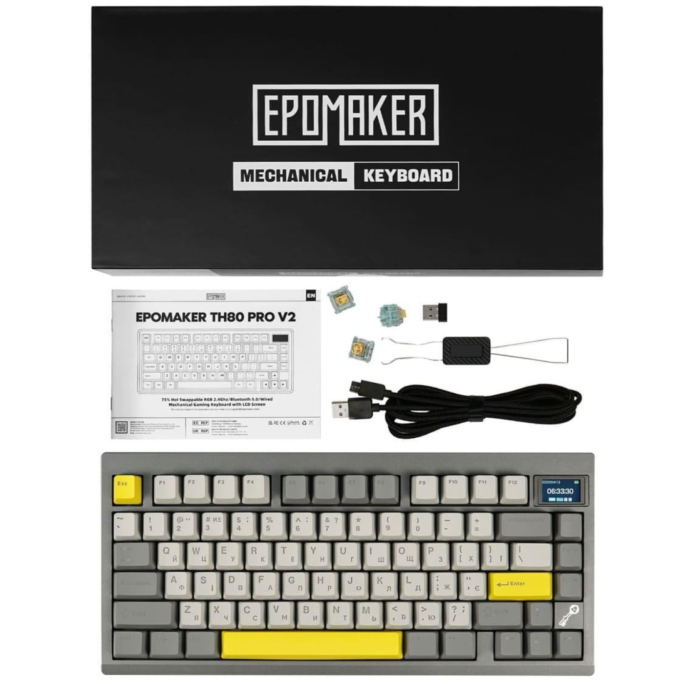 Клавиатура Epomaker TH80 PRO V2 Sea Salt Silent Black (TH80-PROV2-B-SS)