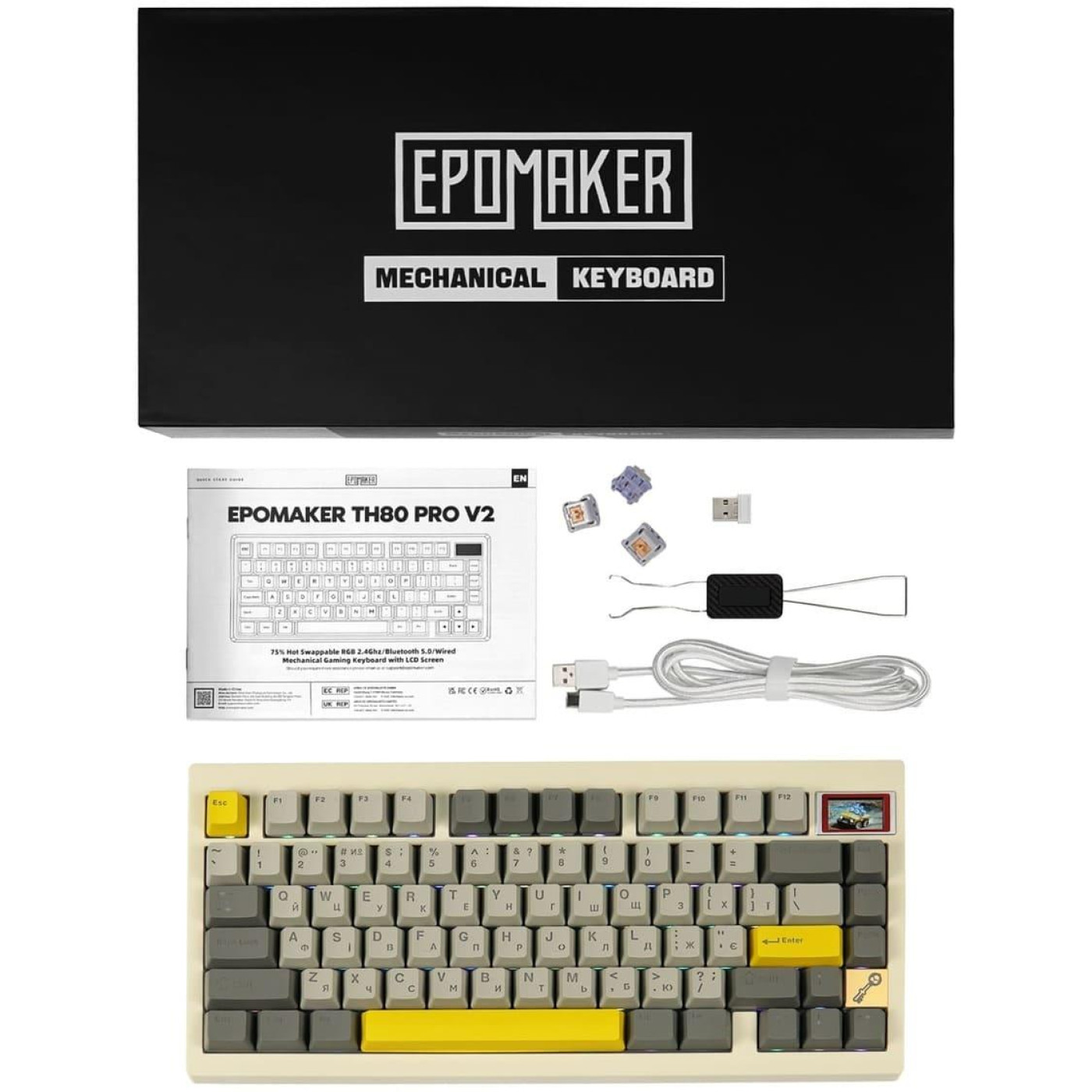 Клавиатура Epomaker TH80 PRO V2 Wisteria Tactile White (TH80-PROV2-W-WT)