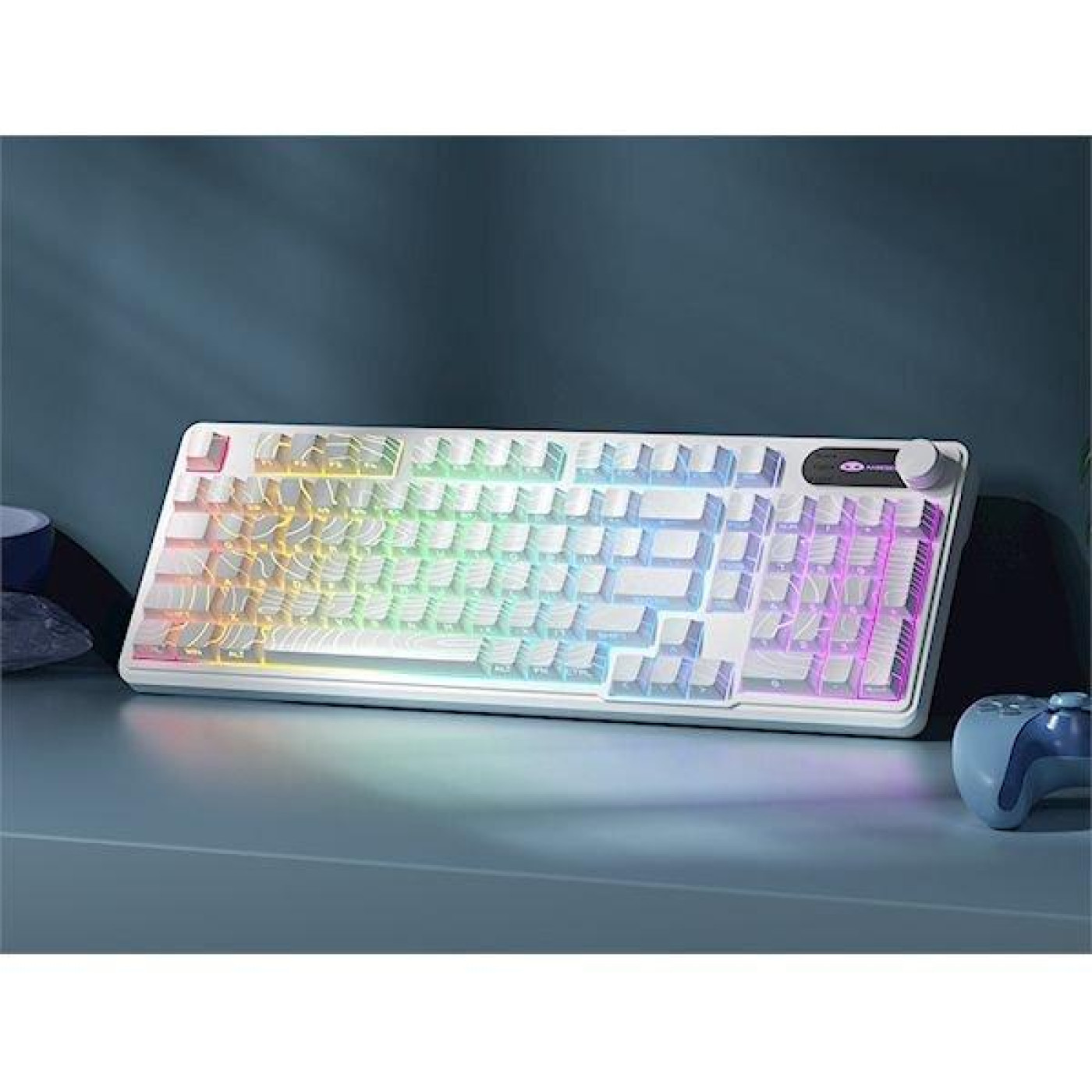 Клавіатура MageGee GK960 RGB Wireless (6971969729056) White Topographic (G-000004399)
