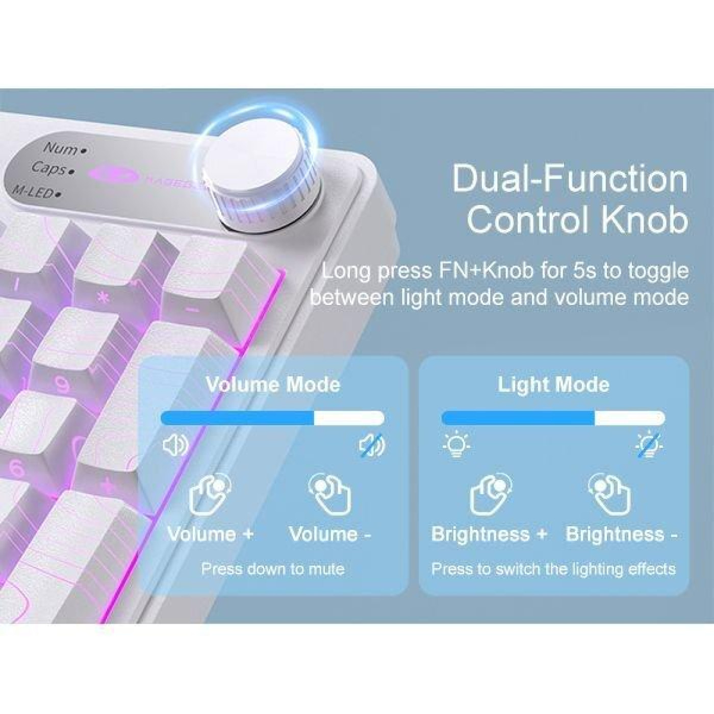 Клавіатура MageGee GK960 RGB Wireless (6971969729056) White Topographic (G-000004399)