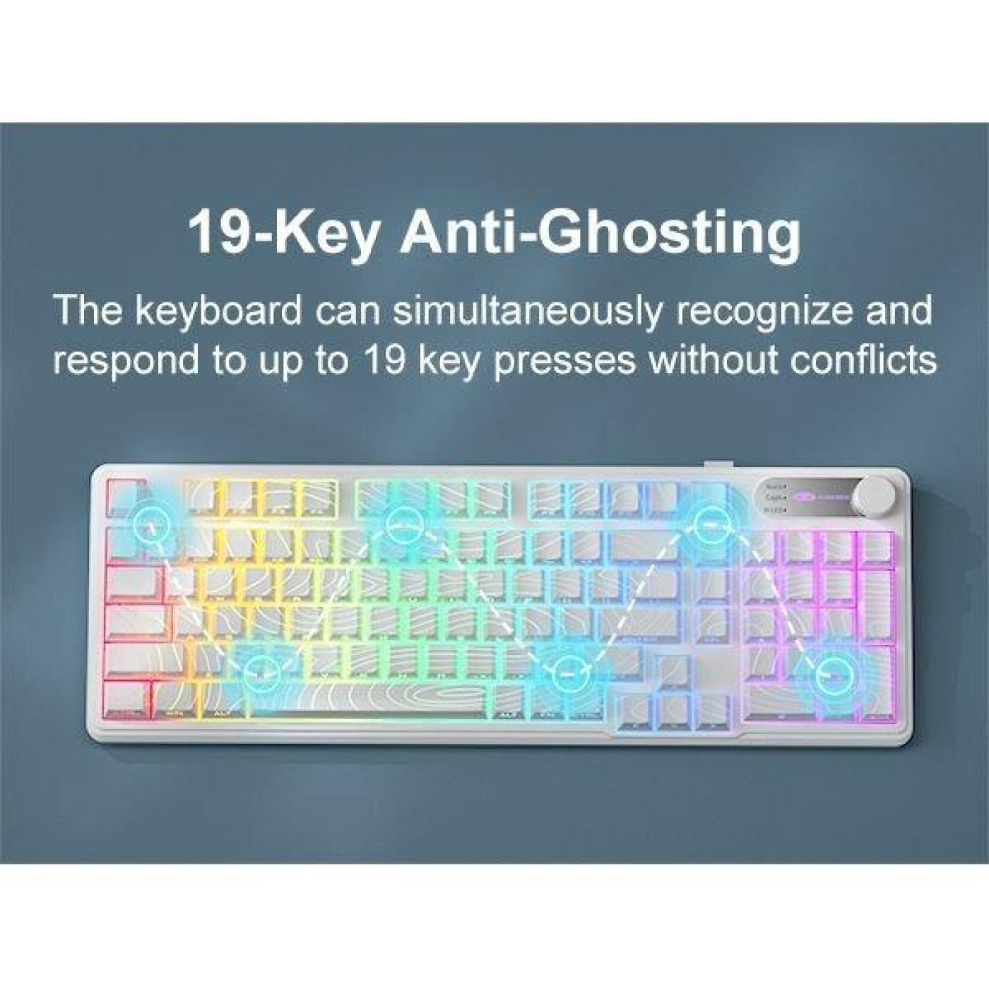 Клавіатура MageGee GK960 RGB Wireless (6971969729056) White Topographic (G-000004399)
