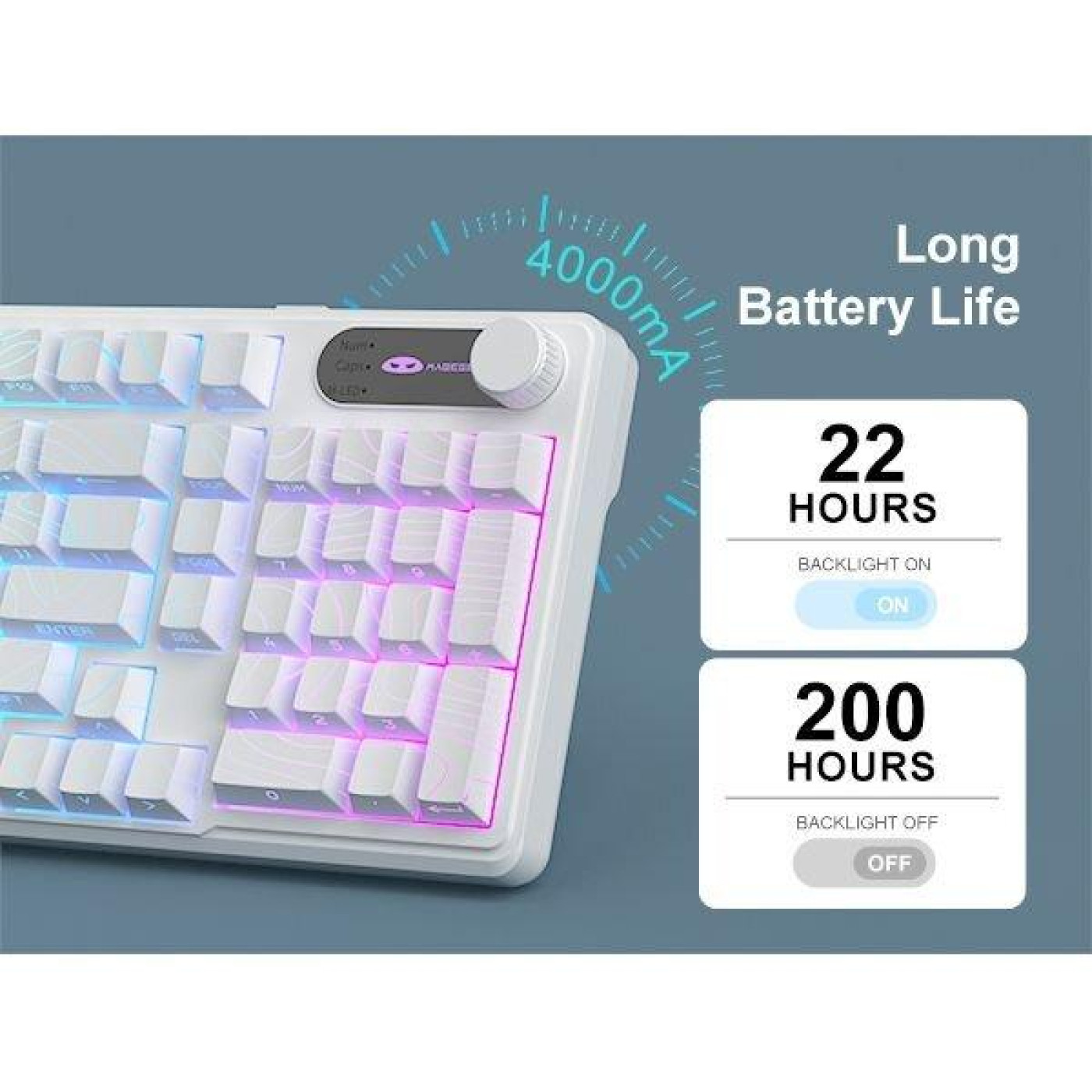 Клавіатура MageGee GK960 RGB Wireless (6971969729056) White Topographic (G-000004399)